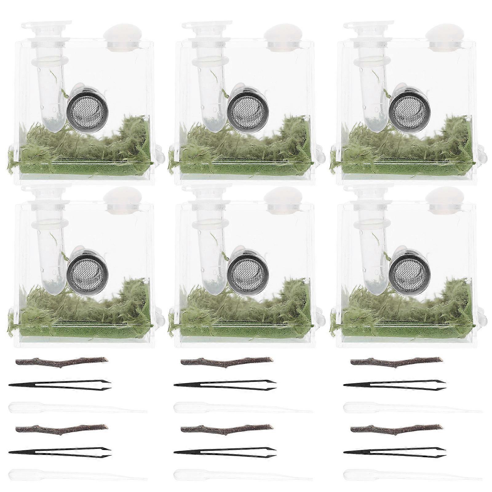 Jumping Spider Enclosure Box for Storage Use 2Sets Acrylic Insects Feeding Case