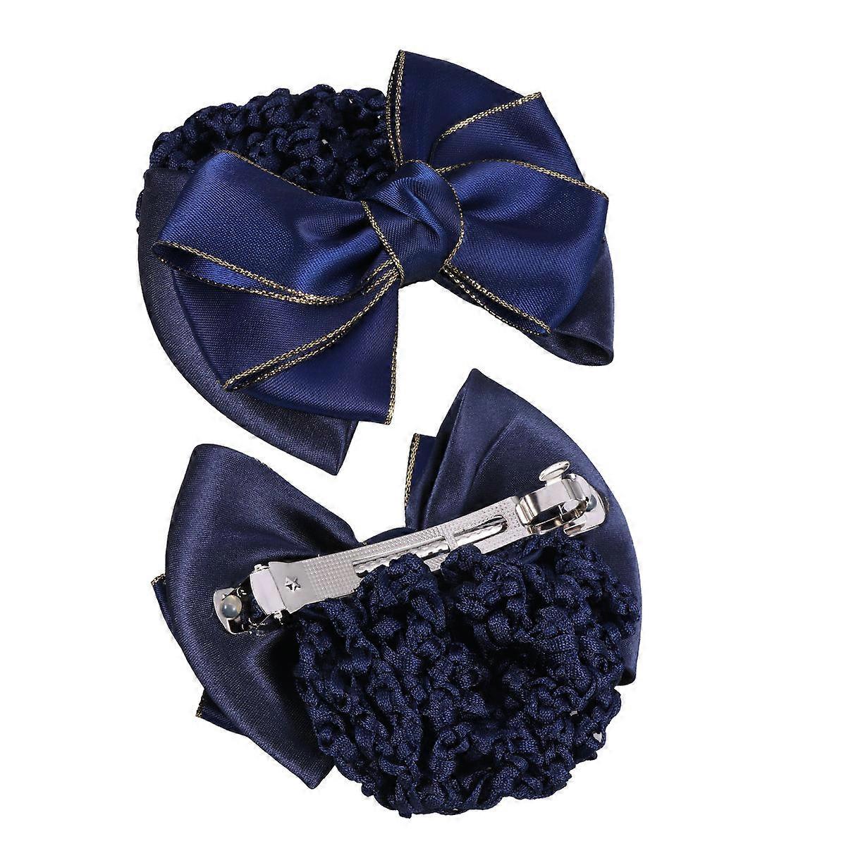 Formal Classy Hair Snoods with Bowknot for Summer Use in Blue Color and Fabric Material 2Pcs