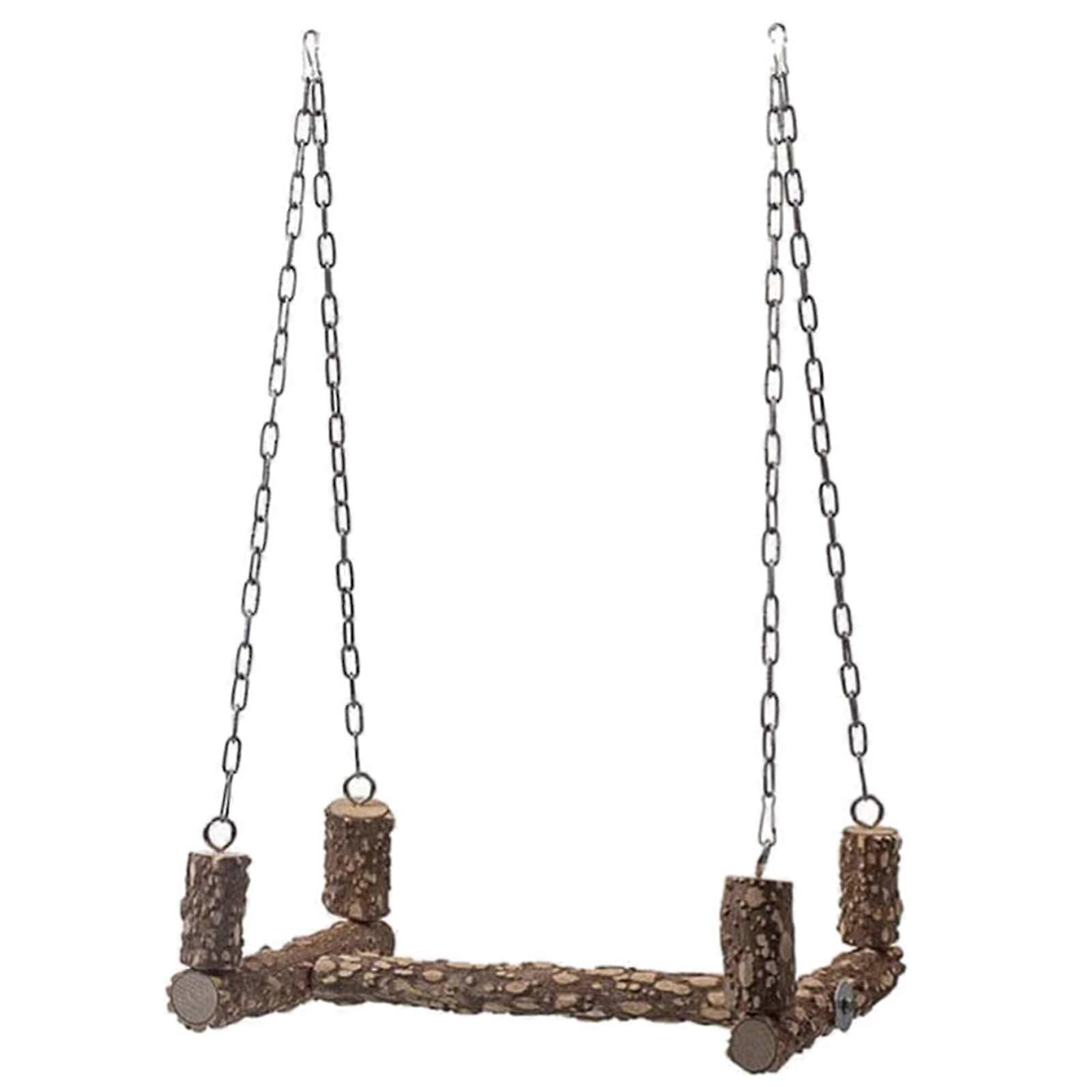 Wooden Parrot Swing Stand Perch Chew Toy for Cockatiels Parakeets