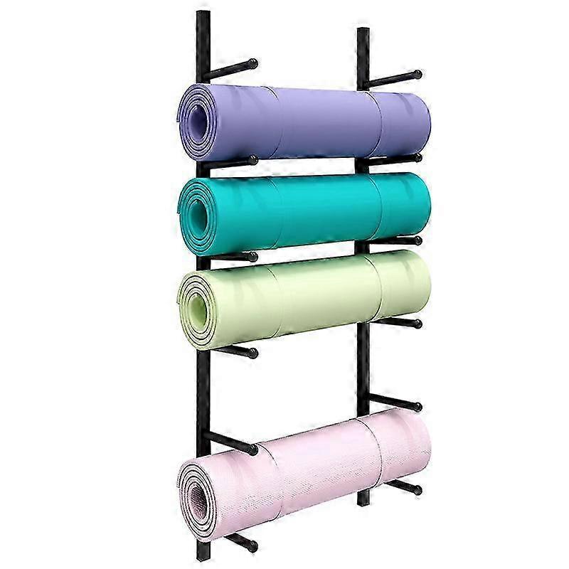 6-Layer Black Yoga Mat Storage Rack, Επιτοίχιος Διοργανωτής Εξοπλισμού Γυμναστικής Μέτρησης 103cm
