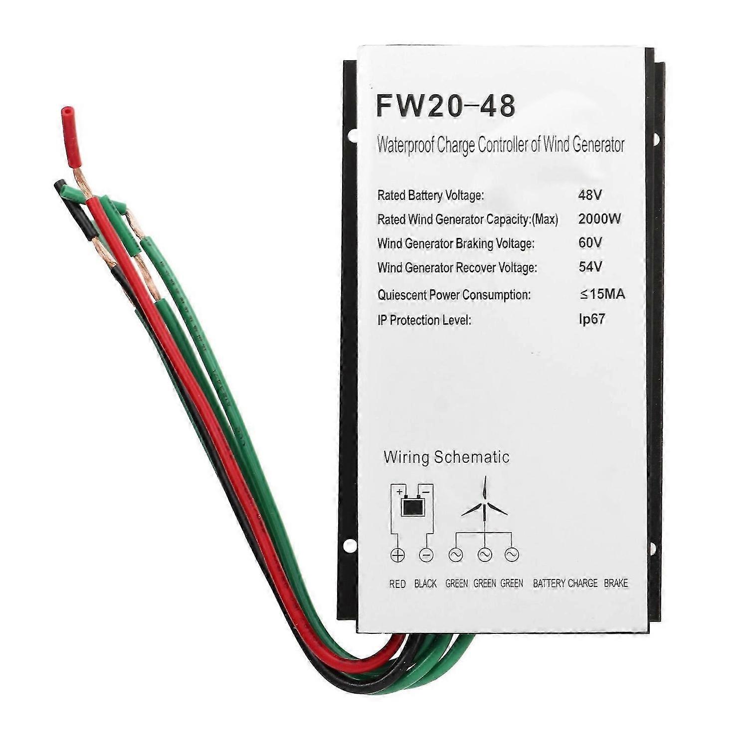48V 2000W Wind Turbine Controller Aluminum Alloy Waterproof PWM Auto Identification Wind Generator Controller