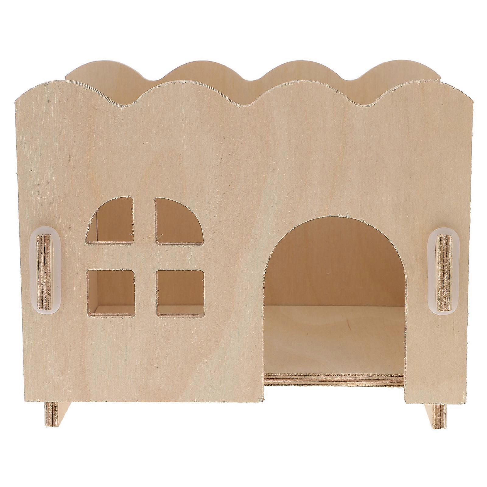 Cozy White Wooden Hamster House Nest Durable Handmade Hedgehog Shelter for Resting and Hiding