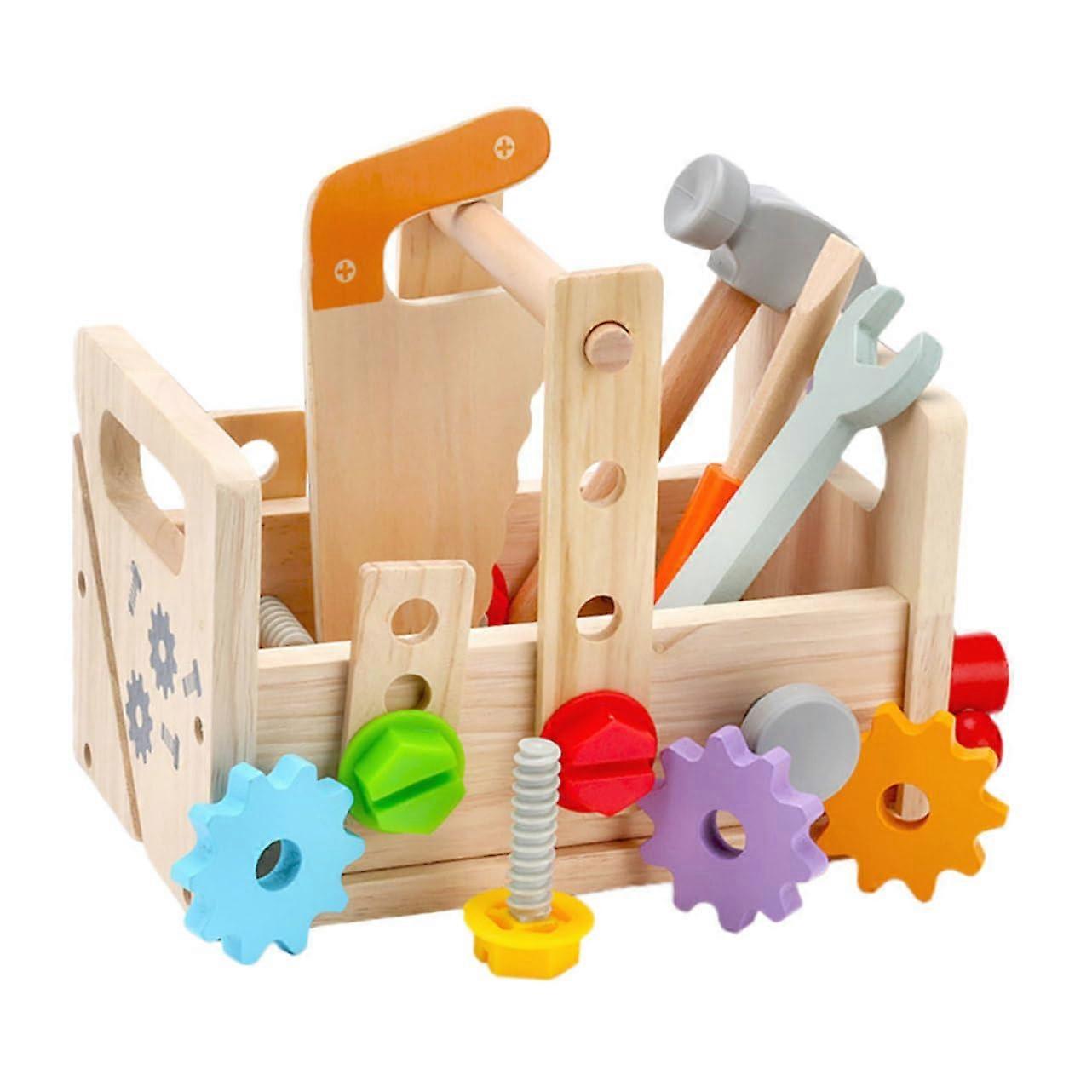 1Set of toy tools in a multipiece toolbox for creative learning and roleplaying for boys, promoting practical skills and imagination, lightweight.