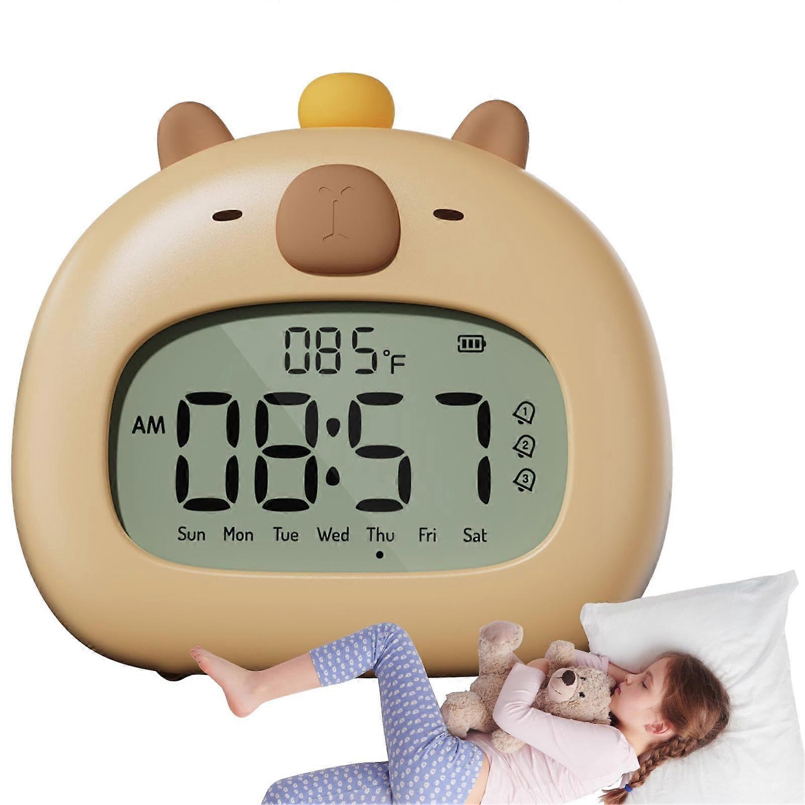 Alarm Clock for Kids, Capybara Night Light with Adjustable Brightness, Digital Capybara Alarm Clock for Girls Room Decor