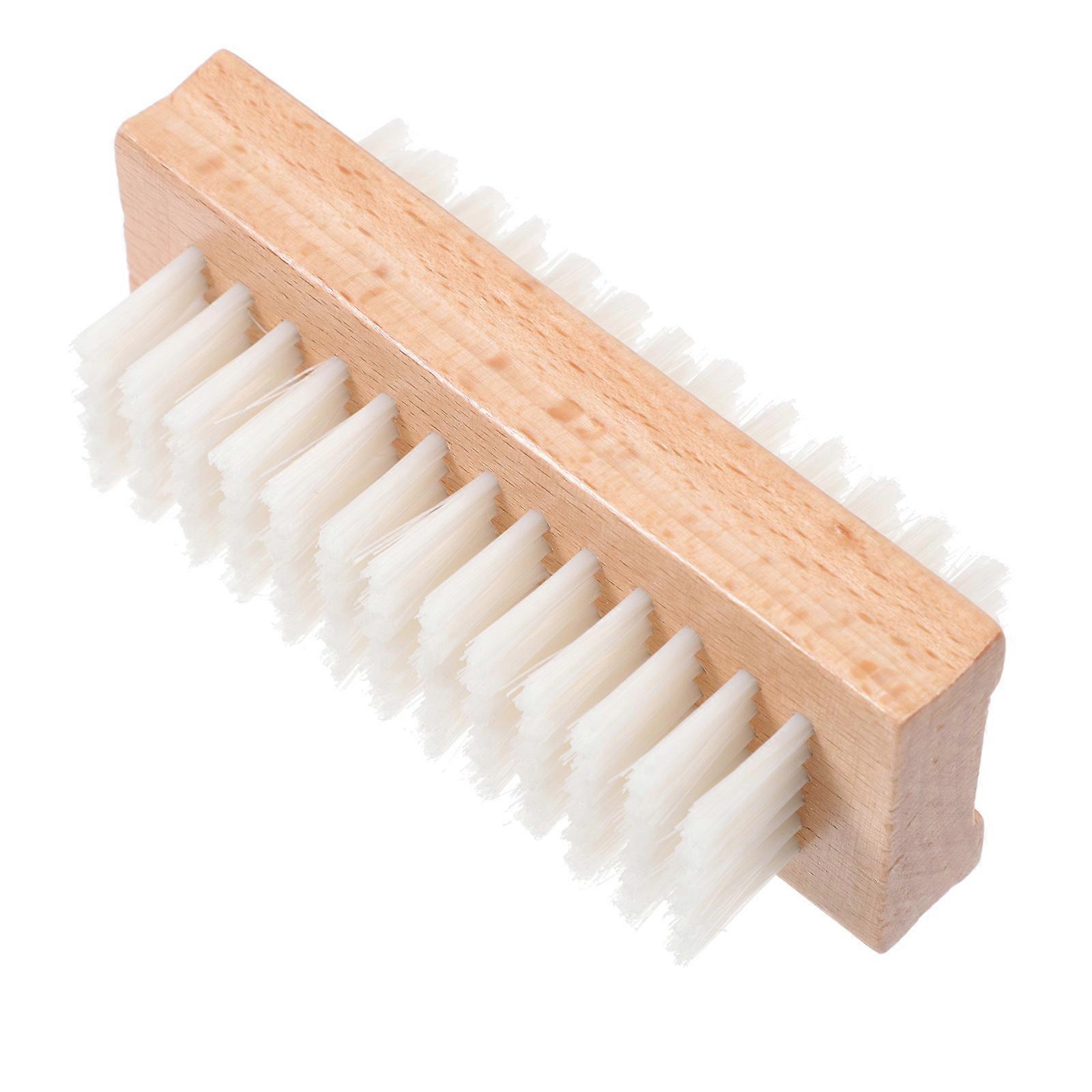 1Pc Wooden Nail Brush for Manicure and Fingernail Cleaning in Wood Color