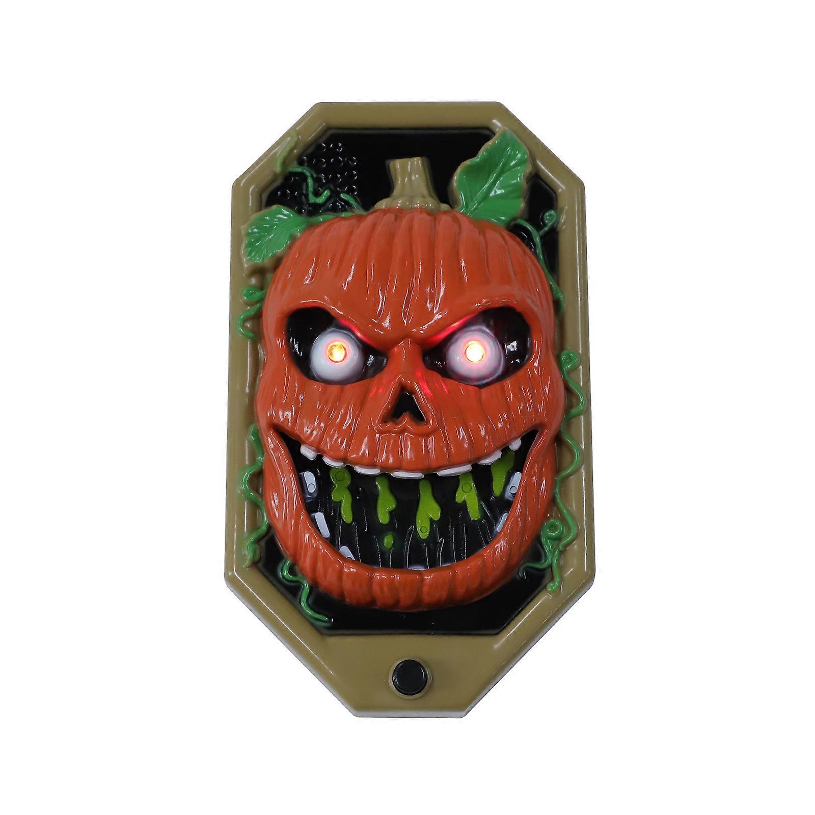 Halloween Glowing Doorbell Skull Shape For Theme Party Orange 19x11cm Sound Emitting 1Pcs