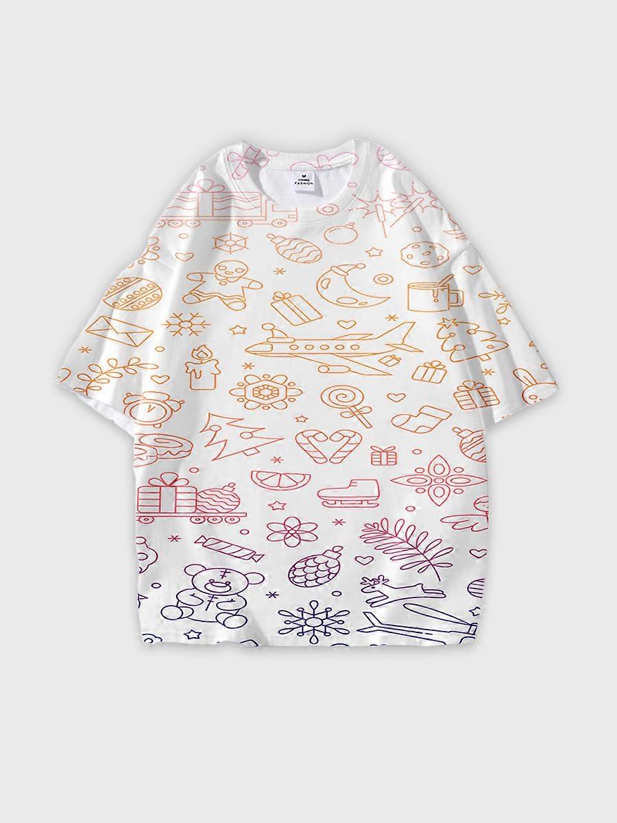 T-shirt round neck Pattern loose short sleeve JW506