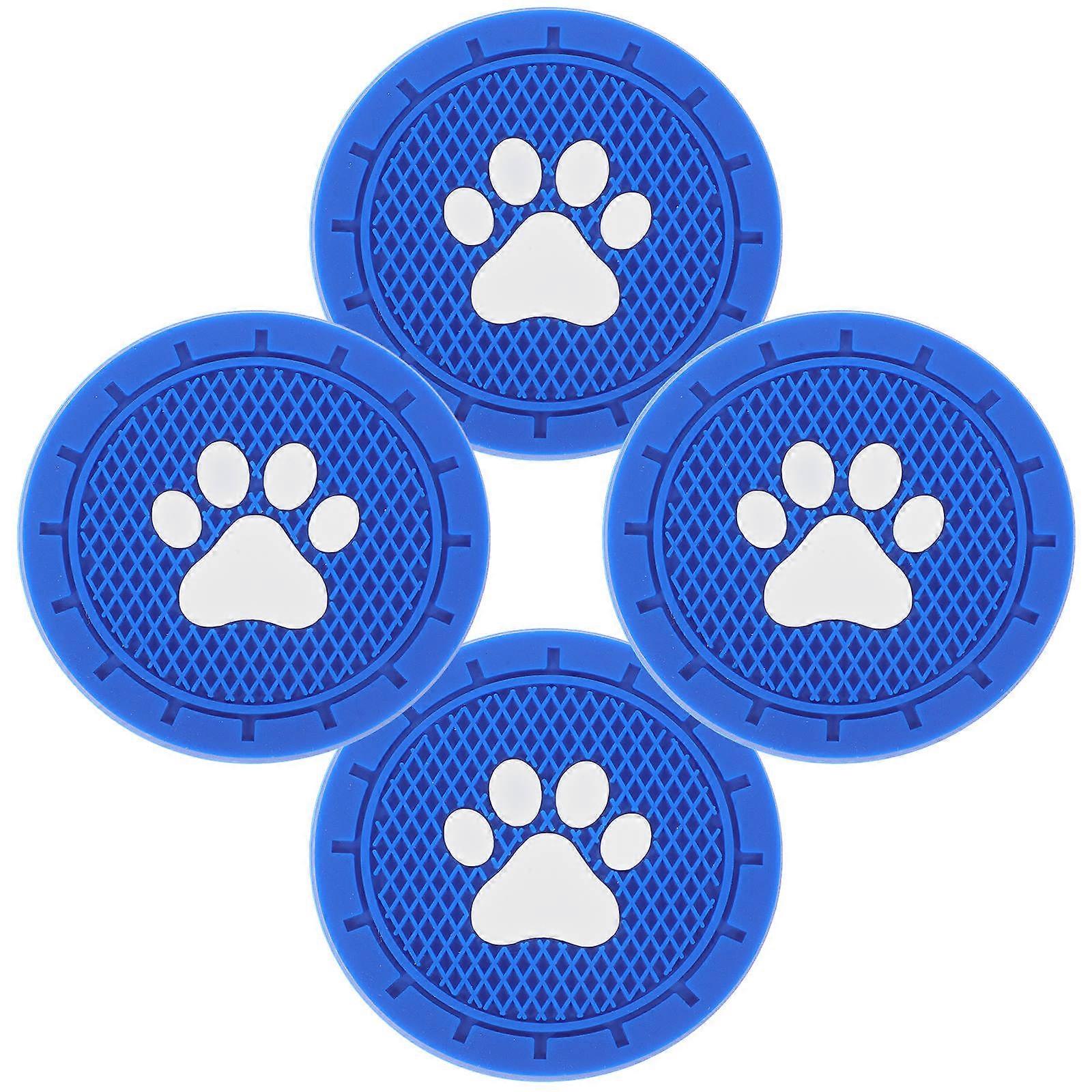 Car Cup Coasters PVC Paw Design for Cup Use 4Pcs Interior Accessory