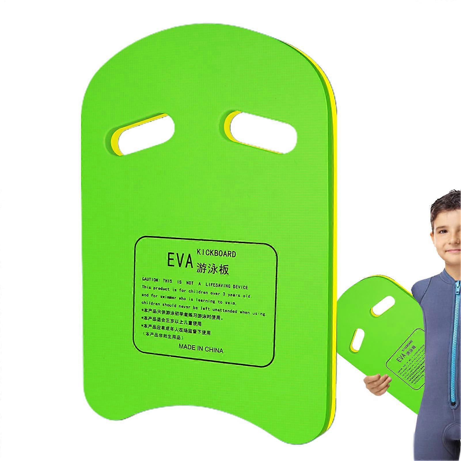 Swimming Board for Children and Adults, Lightweight EVA Foam Kickboard with Handles for Pool Training, Green Color