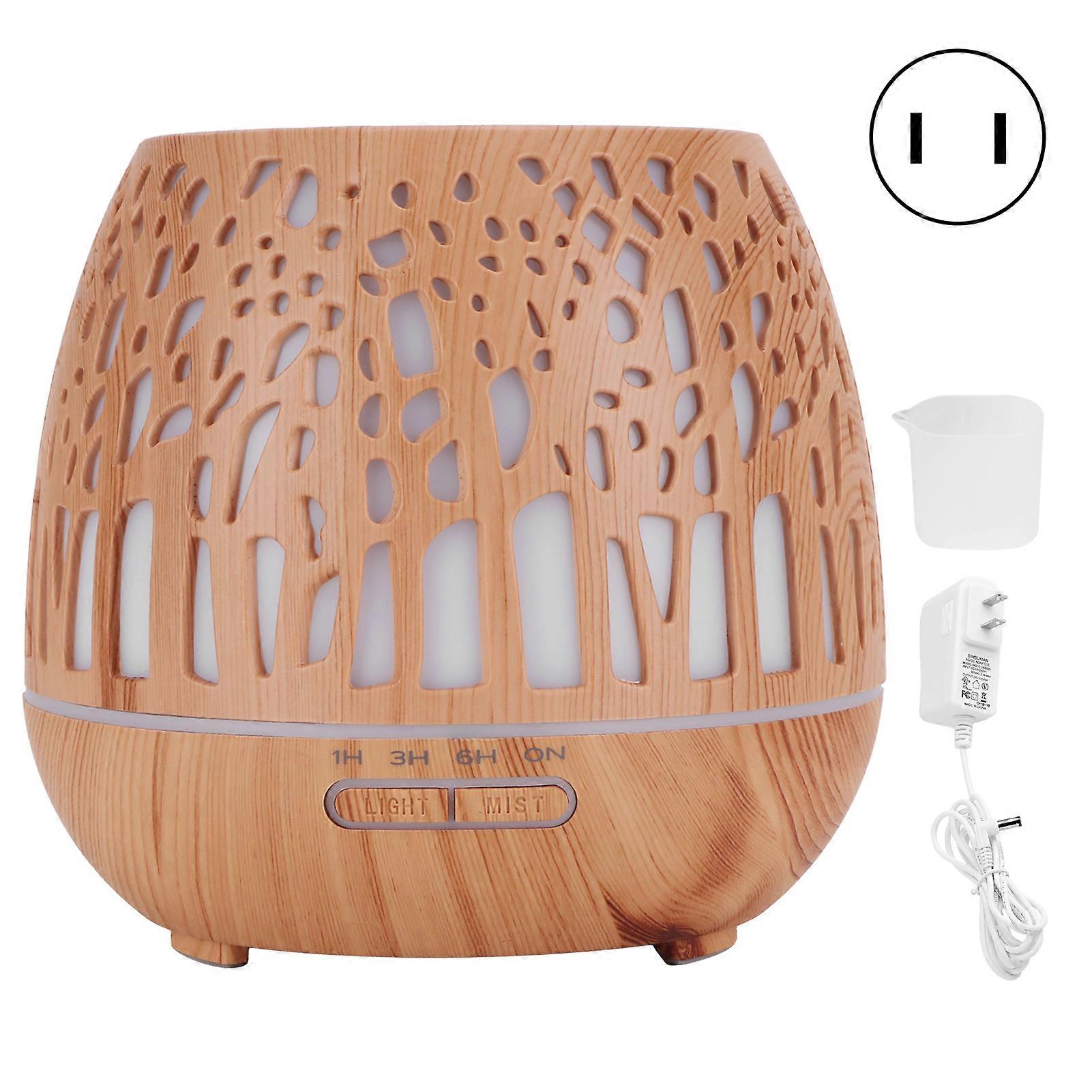 400ml Air Aroma Humidifier Aromatherapy Diffuser Light Wood Grain with Hollow Design