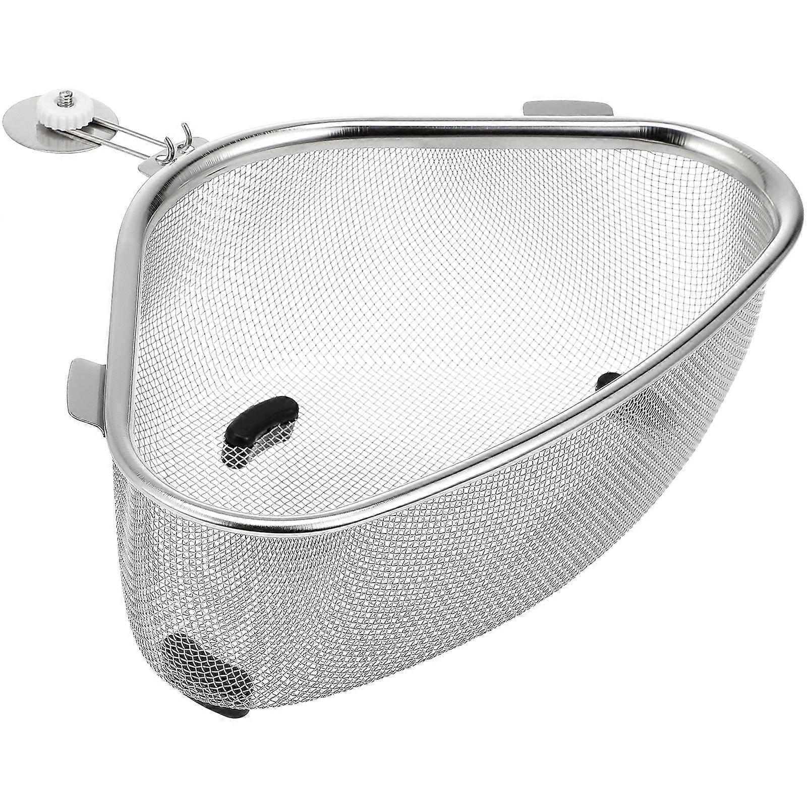 Kitchen Sink Drain Basket Triangular Food Drainer For Sink Stainless Steel Durable Portable Multi Functional Design 1Set