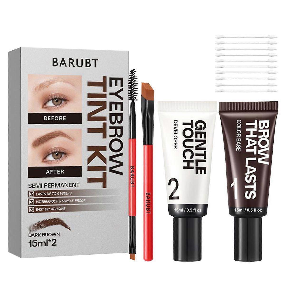 Eyebrow Tint Kit, Semi Permanent Brow Tint for Women, Long Last Effect Up to 4 weeks, Waterproof Sweat-proof, Natural Brows Color DIY at Home, Vegan &
