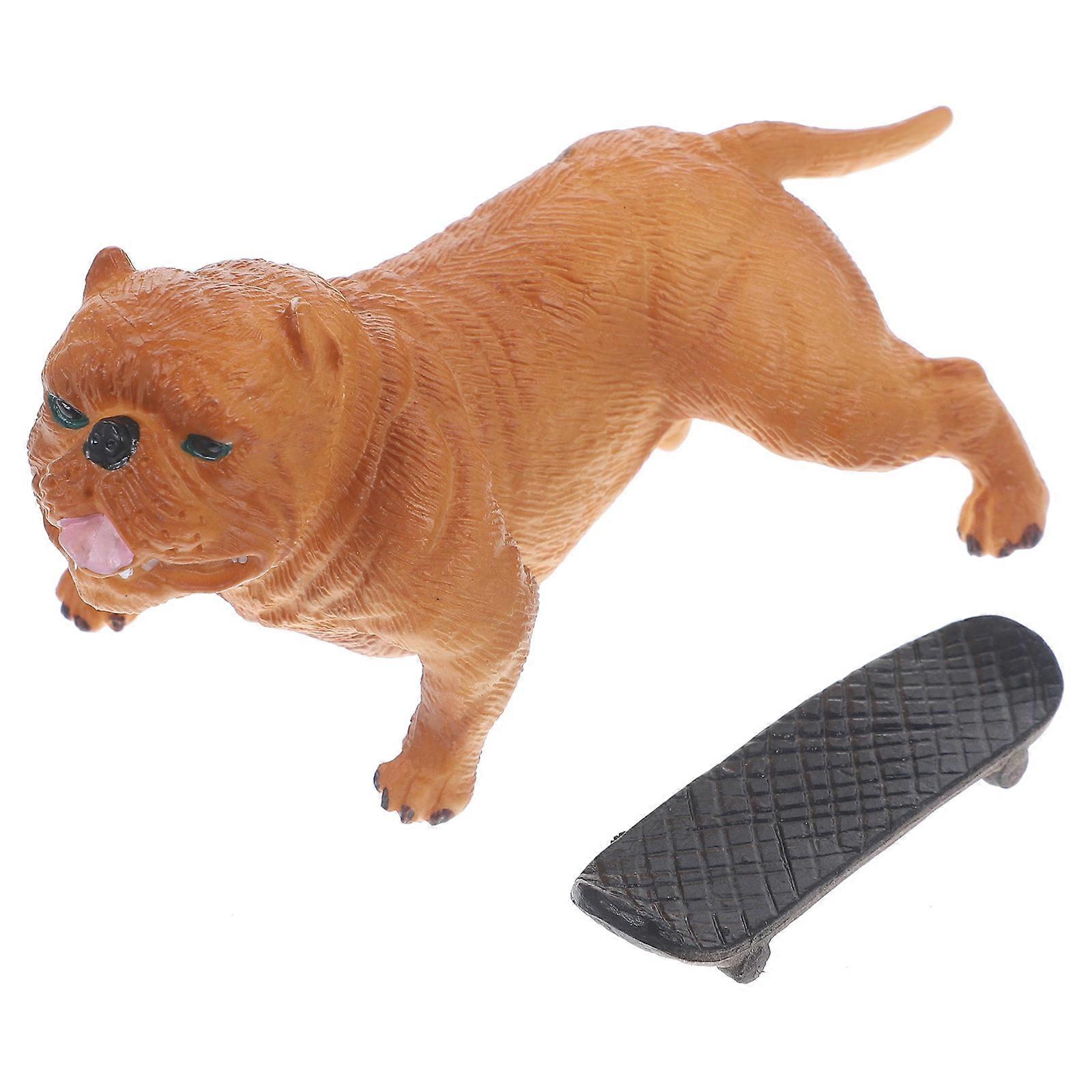 Adorable Simulated Realistic Puppy Figurine with Skateboard for Miniature Garden, Home Decoration, and Succulent Arrangements – Lightweight Plastic