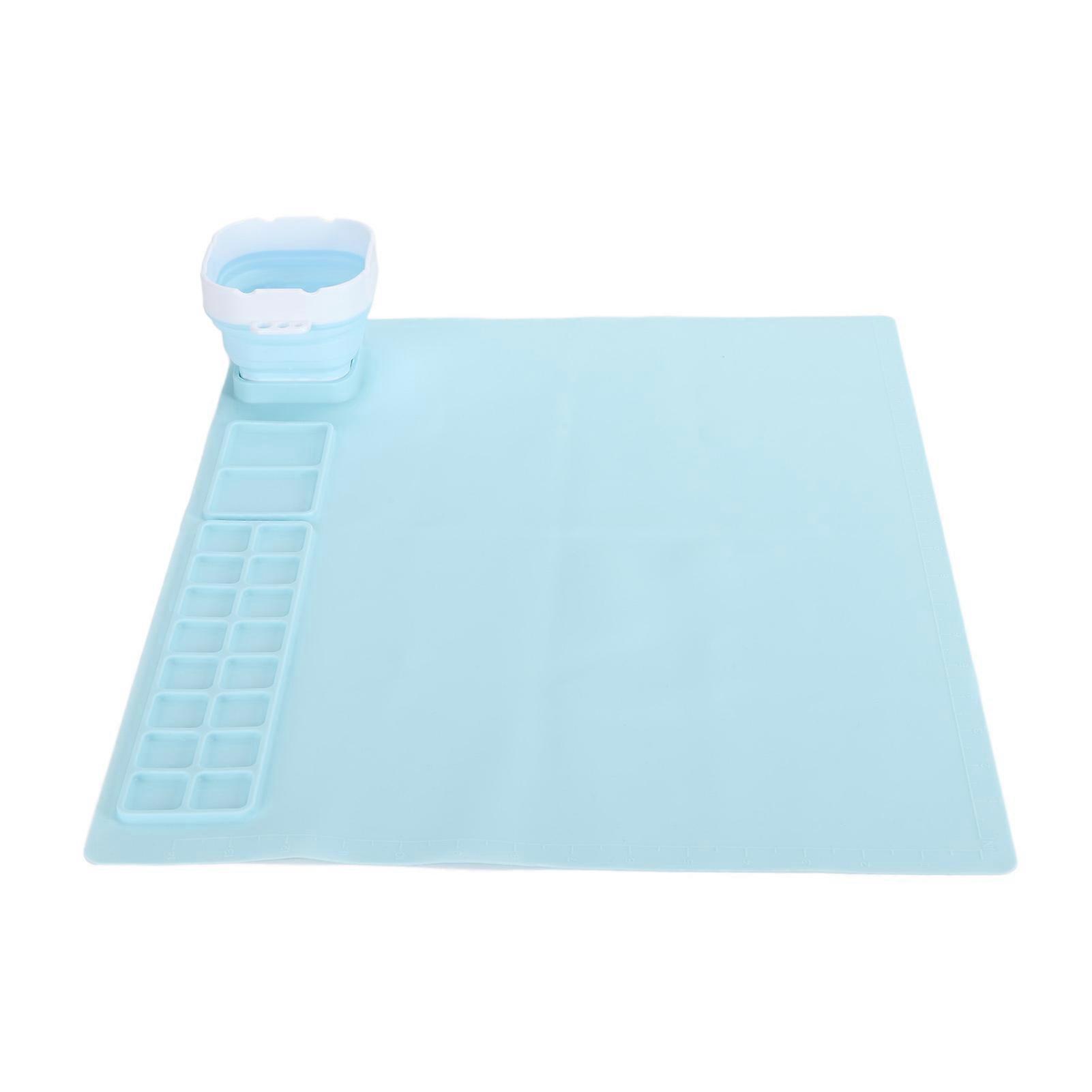 ウォーターカップ付きシリコンペインティングマットウォッシャブル突出スケールライン子供用シリコンアートマットDIYクレイ