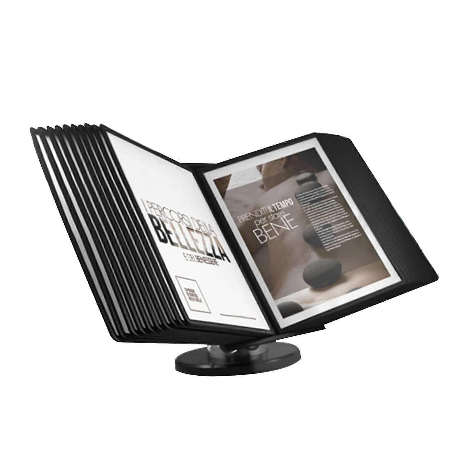 A4 Wall-Mounted Document Holder with 10 Double-Sided Display Pockets for A4 Document Storage, Space-Saving Design for Office Use