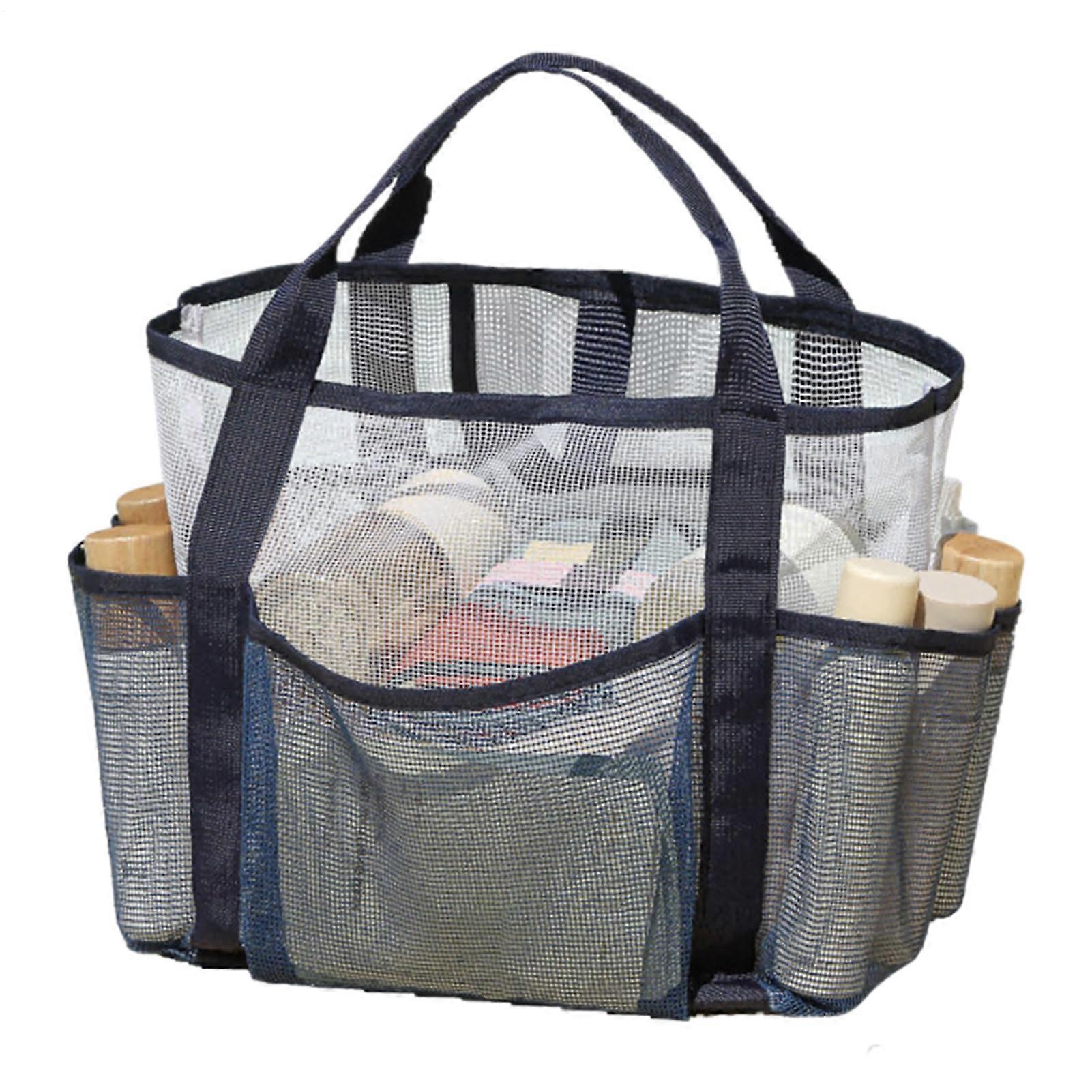 Ladies' Mesh Beach Bag – Large, Lightweight Organizer for Sunscreen, Sunglasses, Swimsuits, Towels Navy Blue