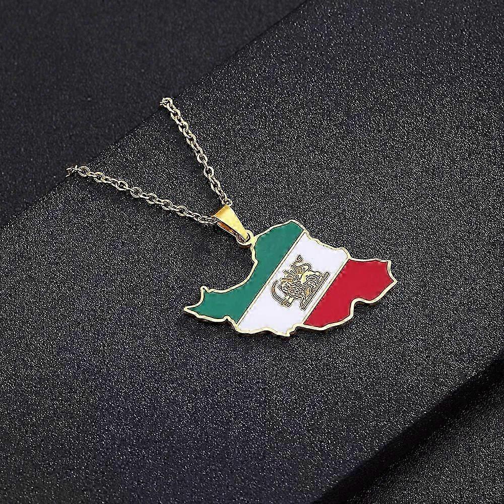 أزياء النمط الشهير إيران خريطة قلادة قلادة قطرة النفط الهندسية الرجال والنساء ق الفولاذ المقاوم للصدأ العنق قلادة الترقوة