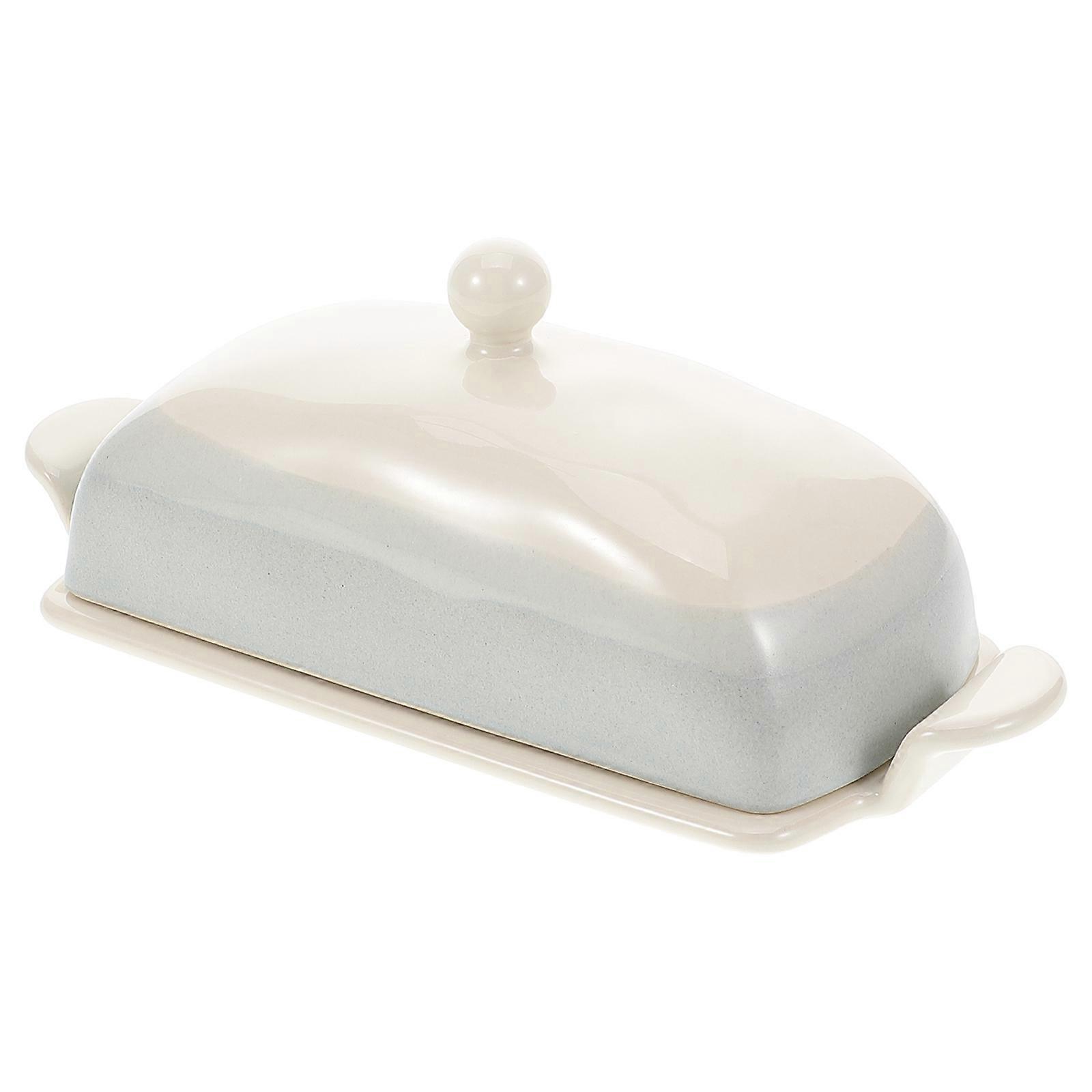 Ceramic Butter Tray with Lid for Kitchen Use Multi Color Material 7 inch