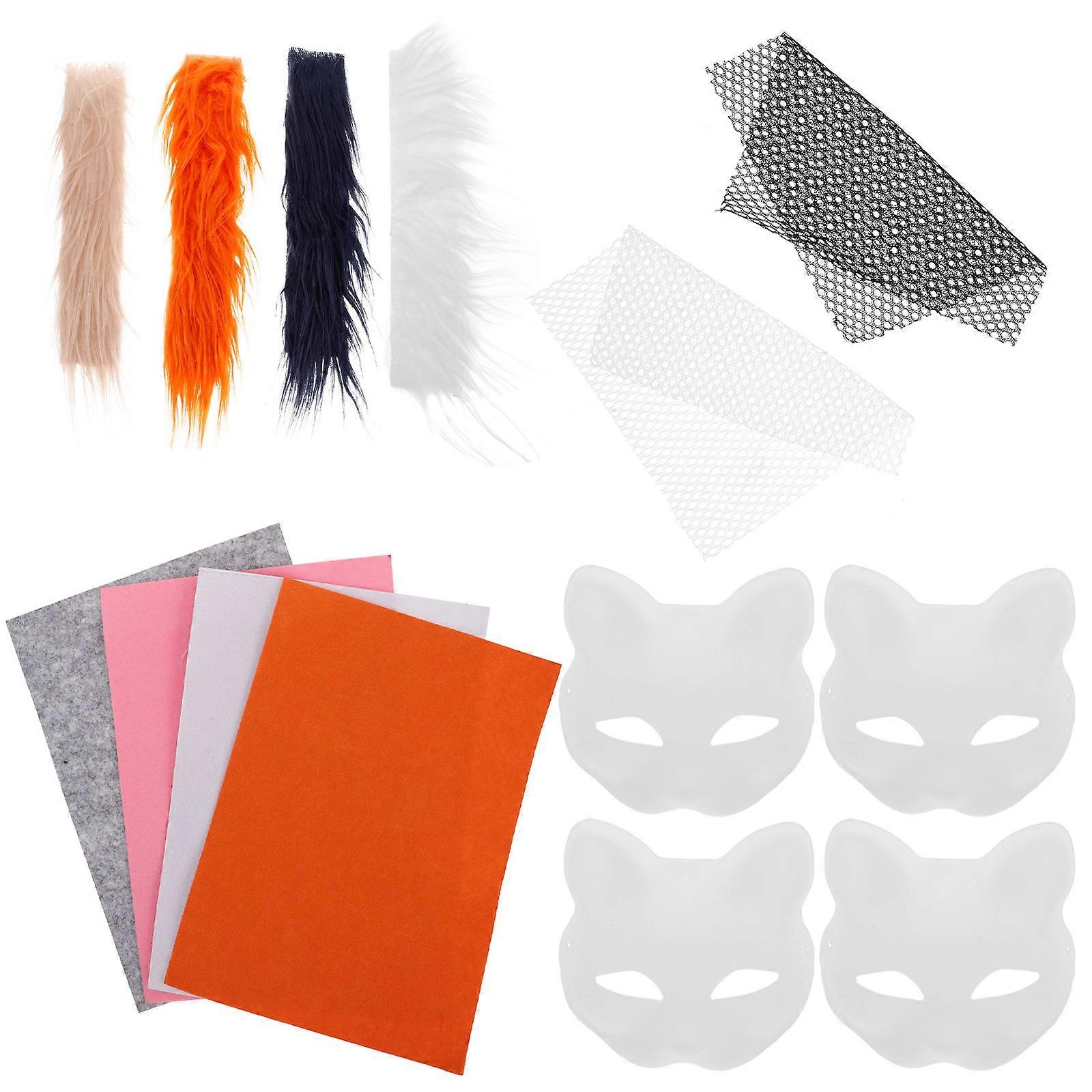 Fluffy Plush Hand Painted Masks Craft Kit for Masquerade Cosplay Parties – DIY Fabric Mask Making Supplies for Creative Fun