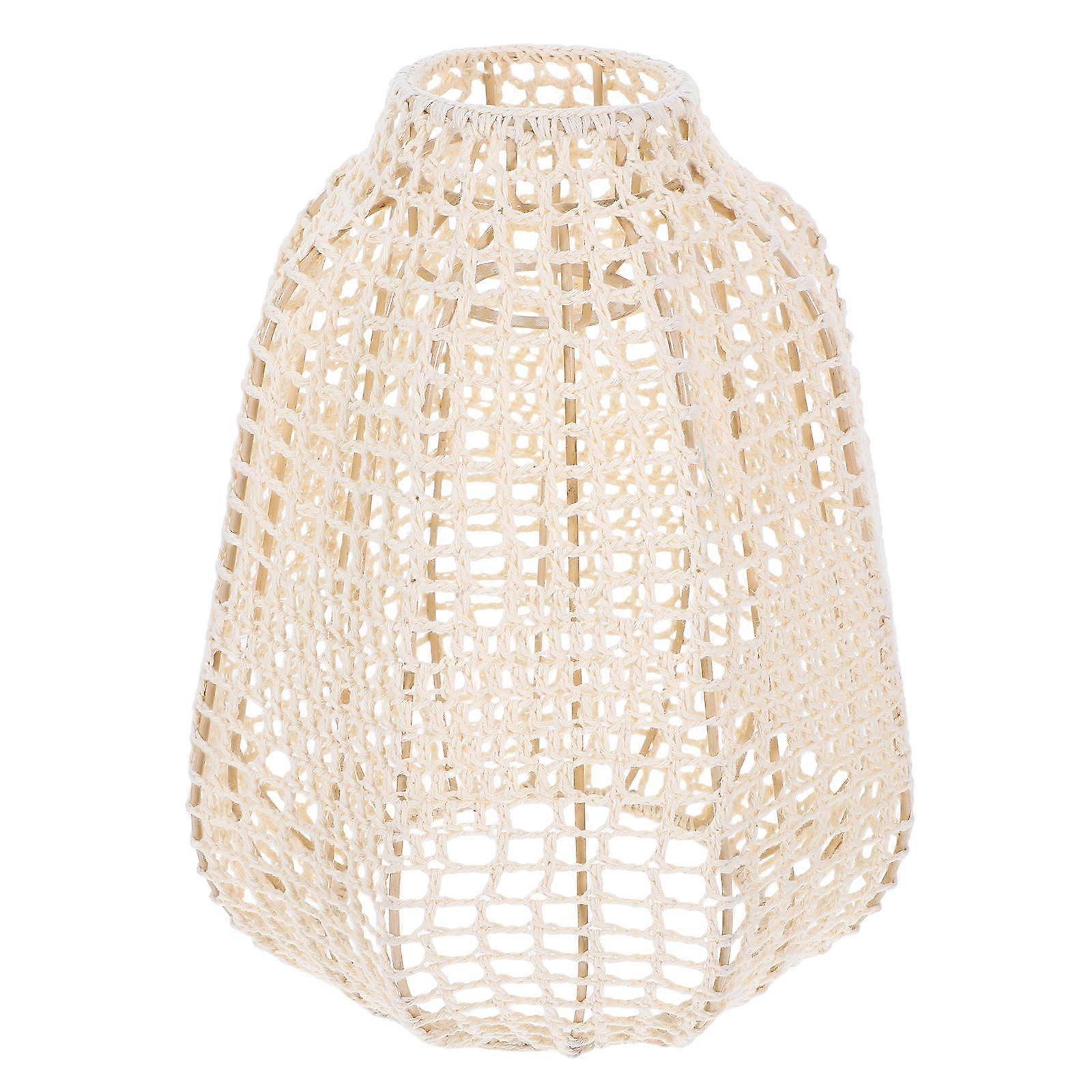 Cotton Rope Pendant Shade Beige Handcrafted Elegance with Rustic Macrame Basket Decorative Light