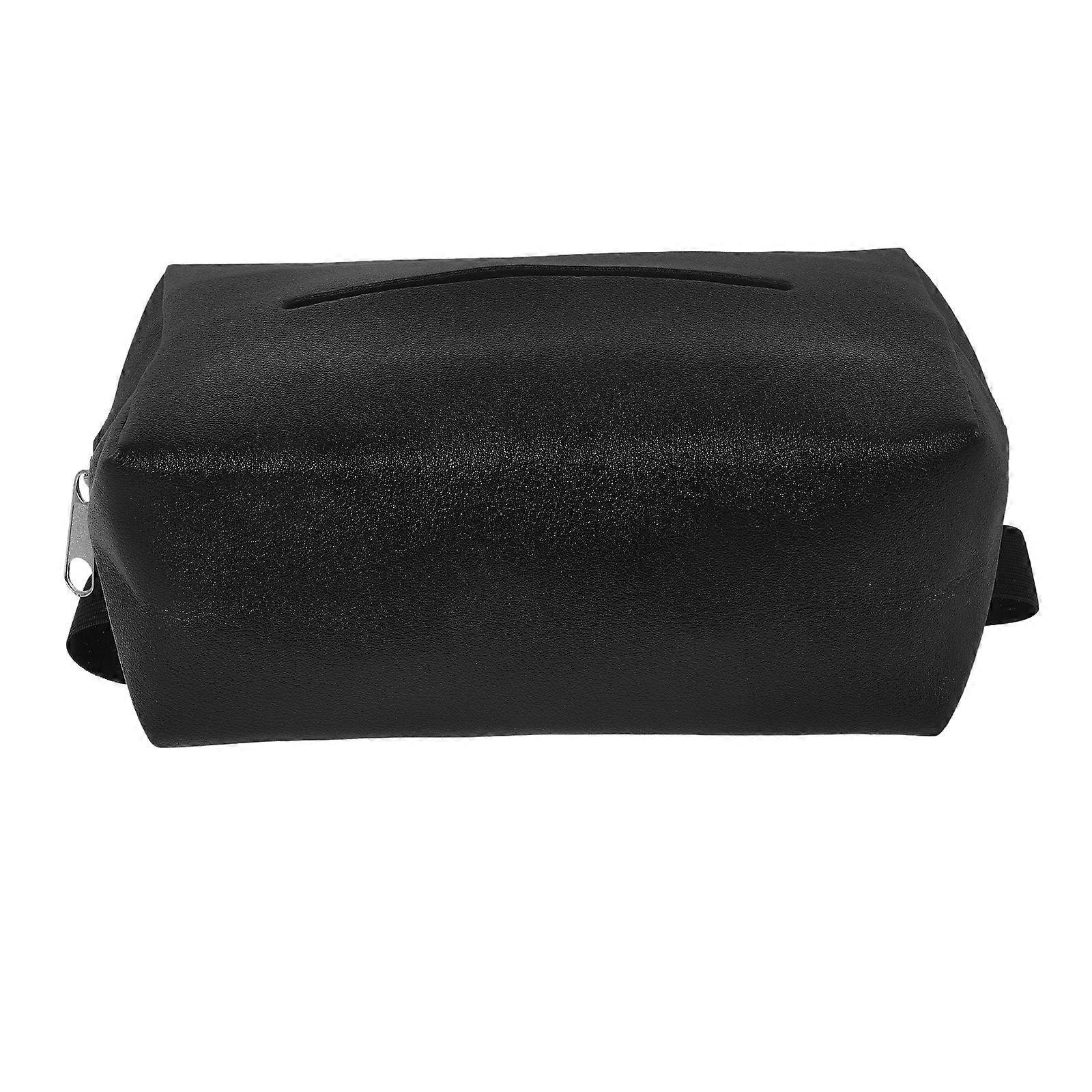 Durable PU Car Tissue Holder for Back Seat Storage with Sleek Design and Easy Access Black Fits All Cars 7.8x4.5 Inches