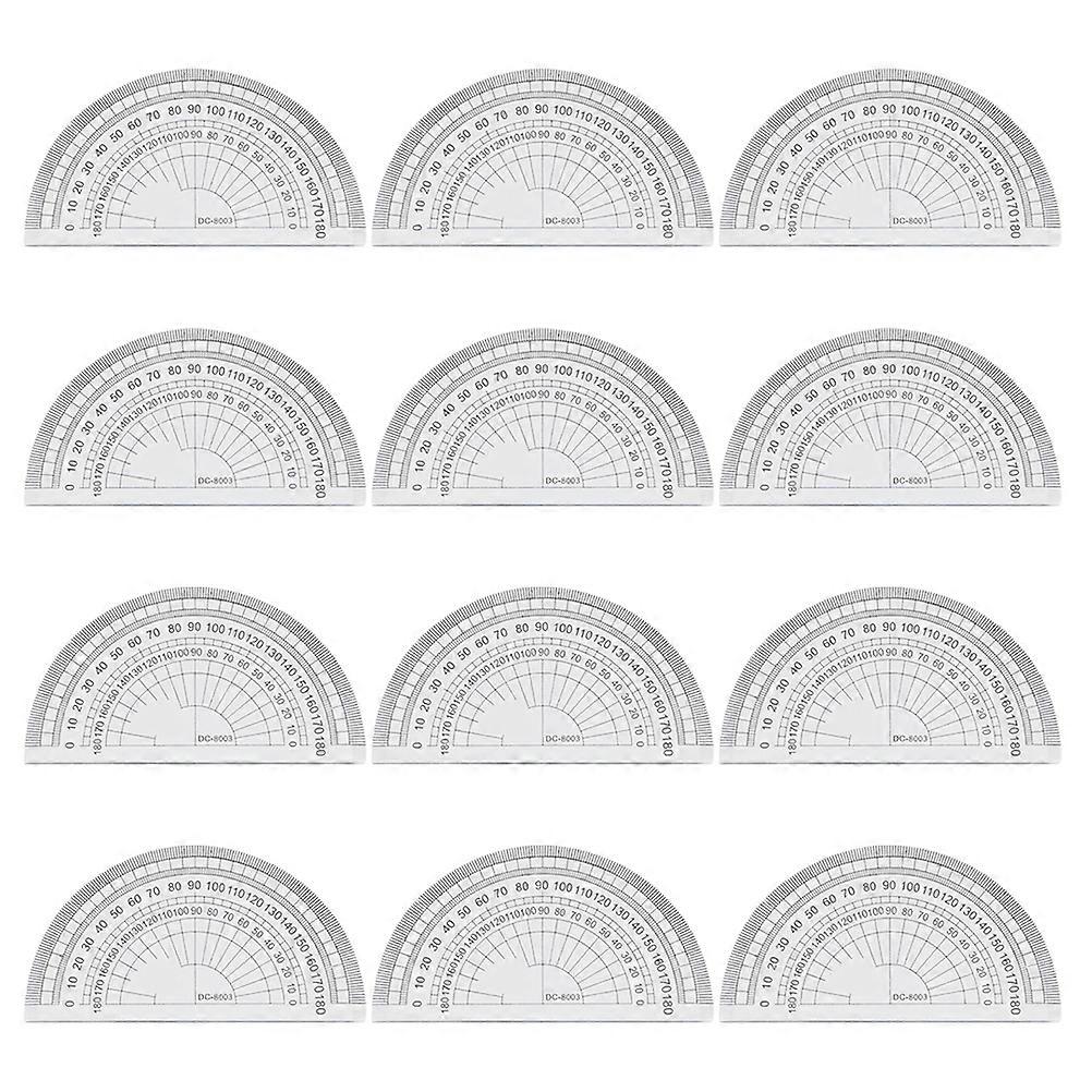Hemoton 15PCS Clear Plastic Protractor for Math Angle Measurement 180 Degree Student School Office Use