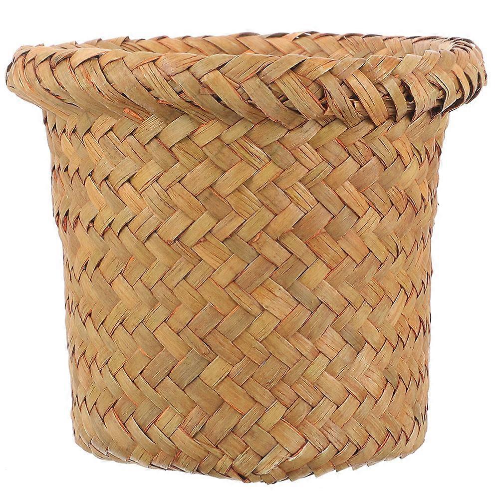 Woven Trash Can for Kitchen Orange Iron Featuring Rust-Proof Stability and Storage Baskets