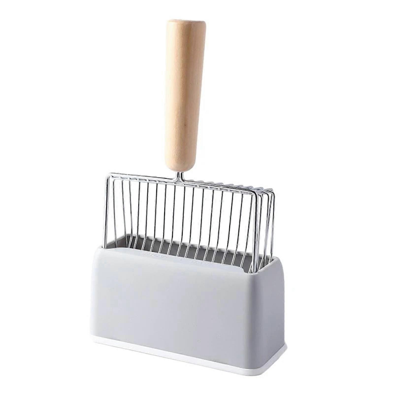 Cat Litter Scoop With Holder, Metal, Grey, 1-Set, Durable And Easy To Clean