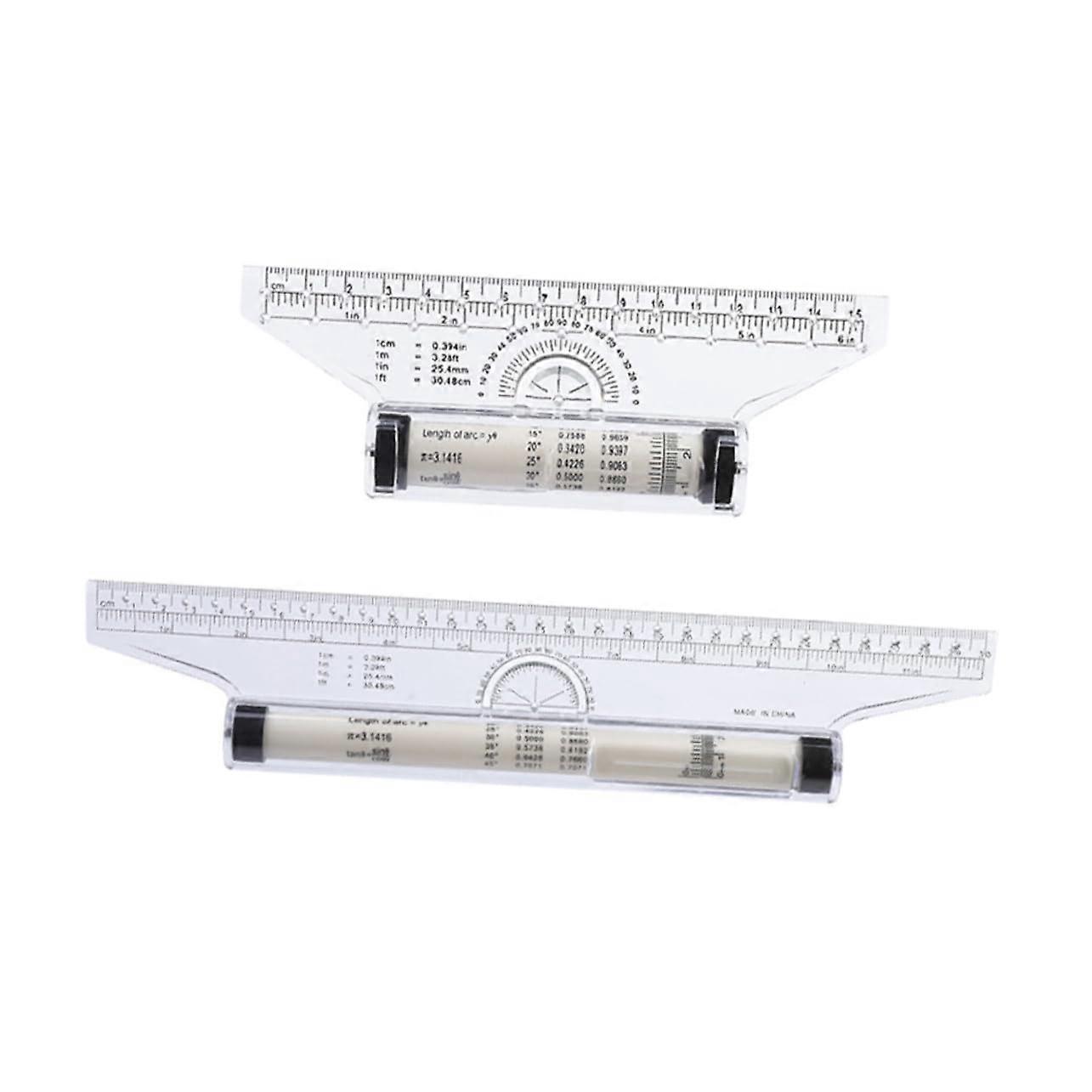 Parallel Ruler Set for Students - 2 Piece Plastic Transparent Measuring Rulers for Drawing and Design