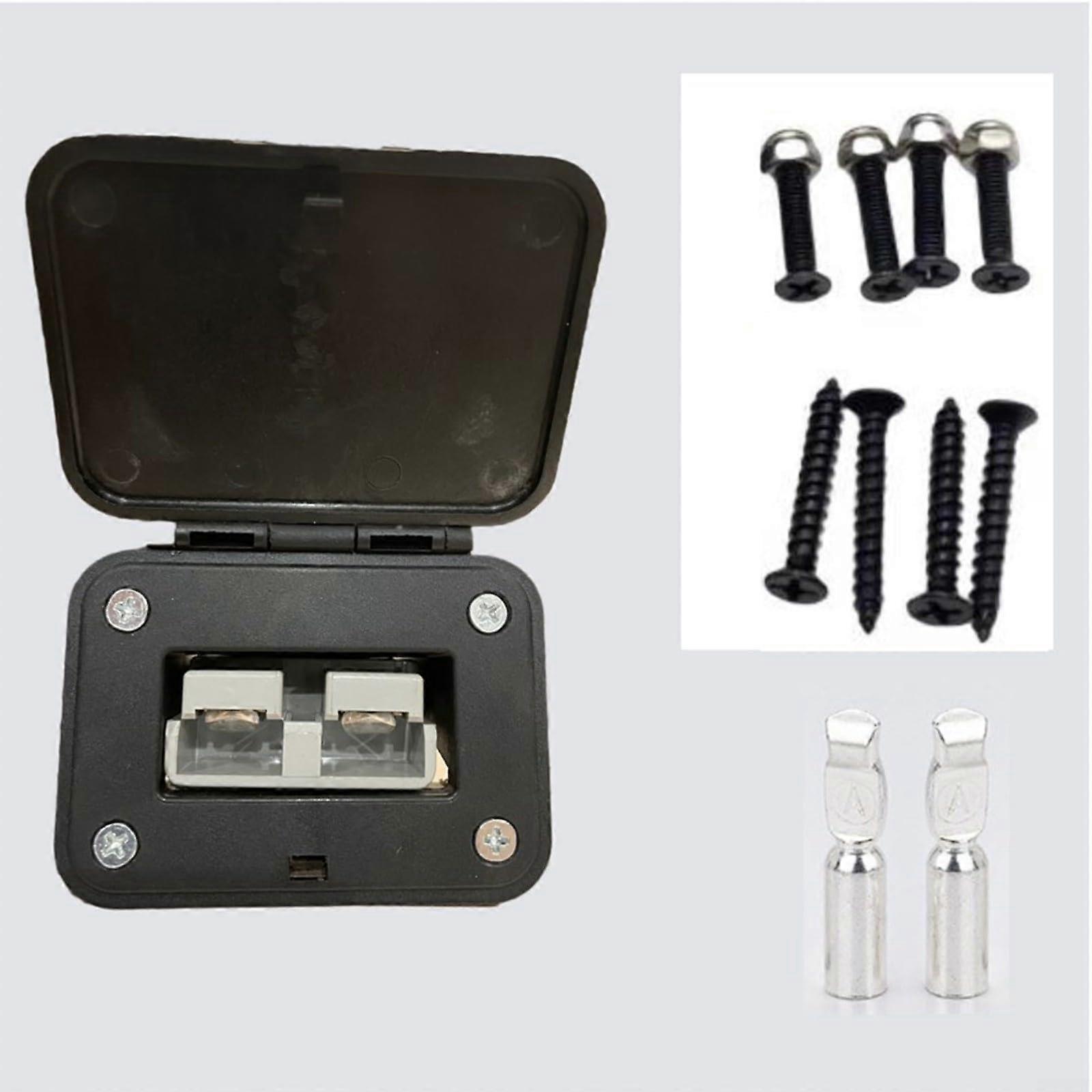 Caravan Battery Connector 120A Compatible with Anderson Flush-Mounted Bracket Panel and Cover Quick Connect 2 Pins Socket