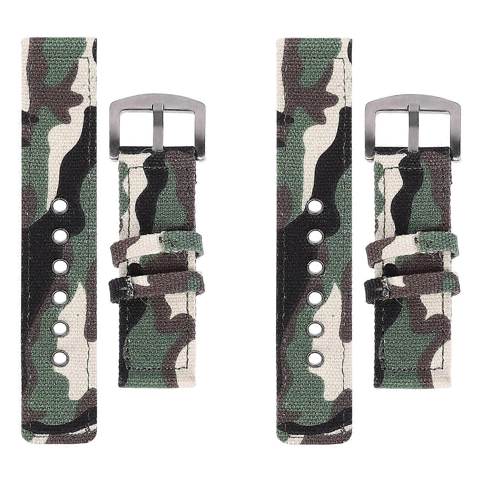 Camouflage Canvas Watch Strap for Watch Use 2Pcs Durable Nylon Wrist Band