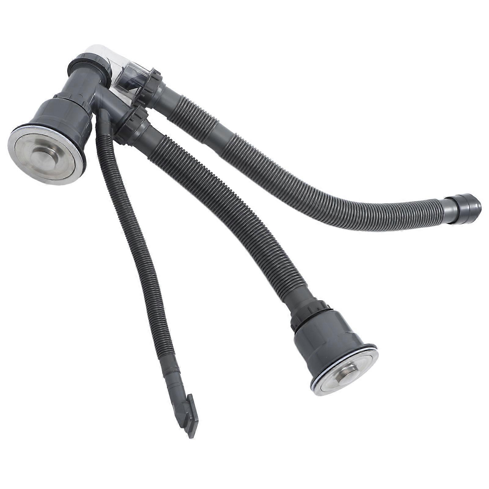 Sink Drain Pipe Kitchen Sink Drain Pipe Assembly Double For Kitchen And Bathroom 24×2.8×2.8in Odor Blocking 1 Set