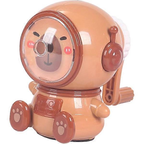 Manual pencil sharpener with container, automatic feeding and 3-step adjustable thickness