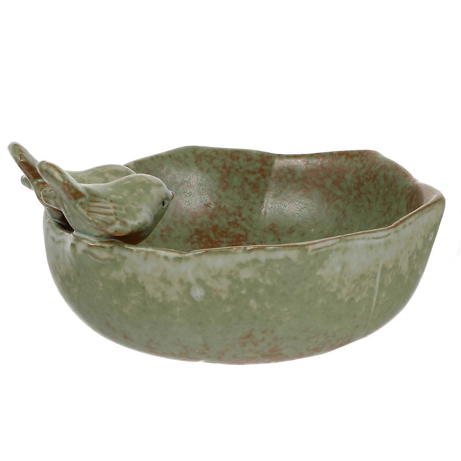 Green Ceramic Bird Basin for Storage Use Durable and Versatile 1 Pc Small Size
