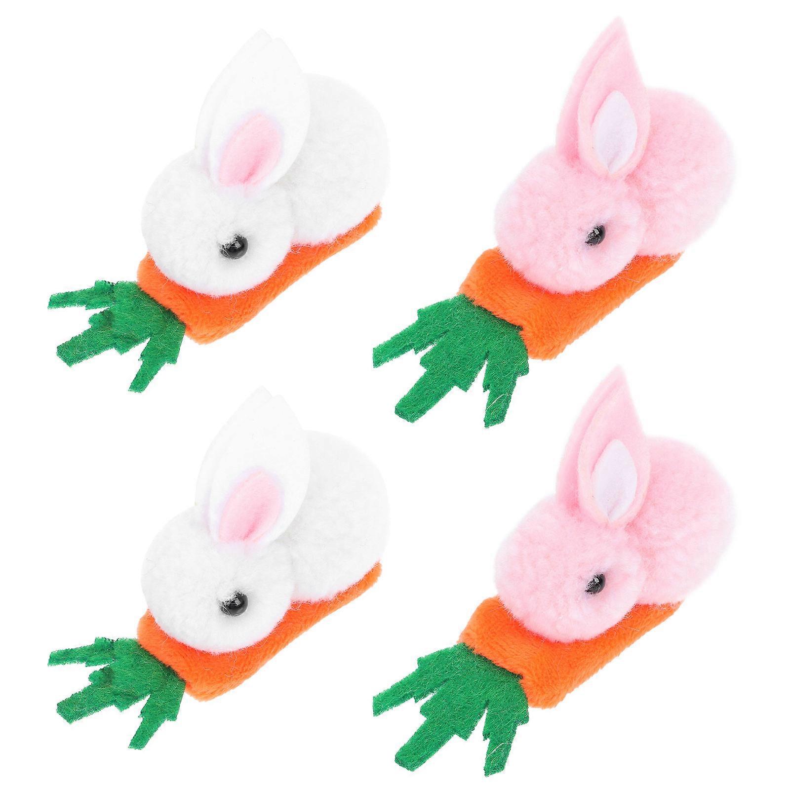 Cartoon Rabbit Hair Clips with Plush Carrot Design Cute Hair Barrettes for Sturdy Hold in Hairstyling and Face Washing Accessories