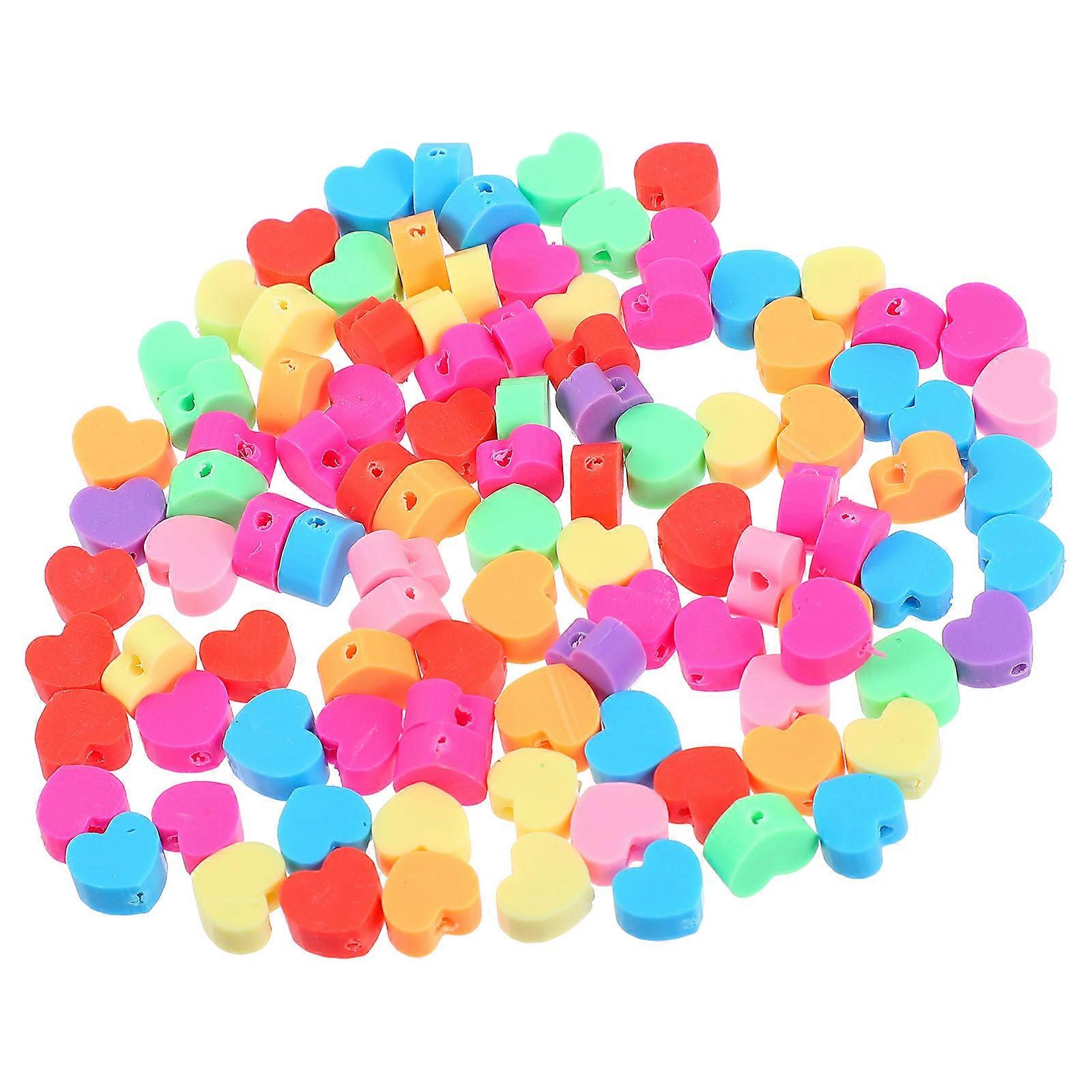 Heart Shape Beads 100Pcs DIY Craft Material For Jewelry Making Projects Assorted Colors Lightweight Durable