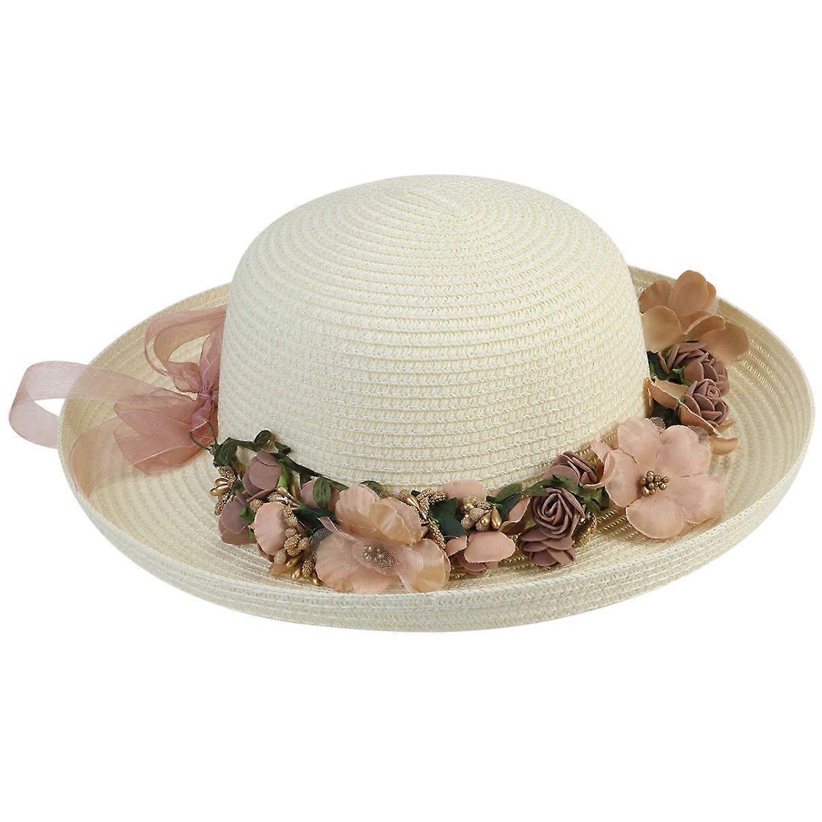 Straw Beach Hat for Women with Comfortable Soft Texture and Lightweight Design White 10.5 Inches Brim