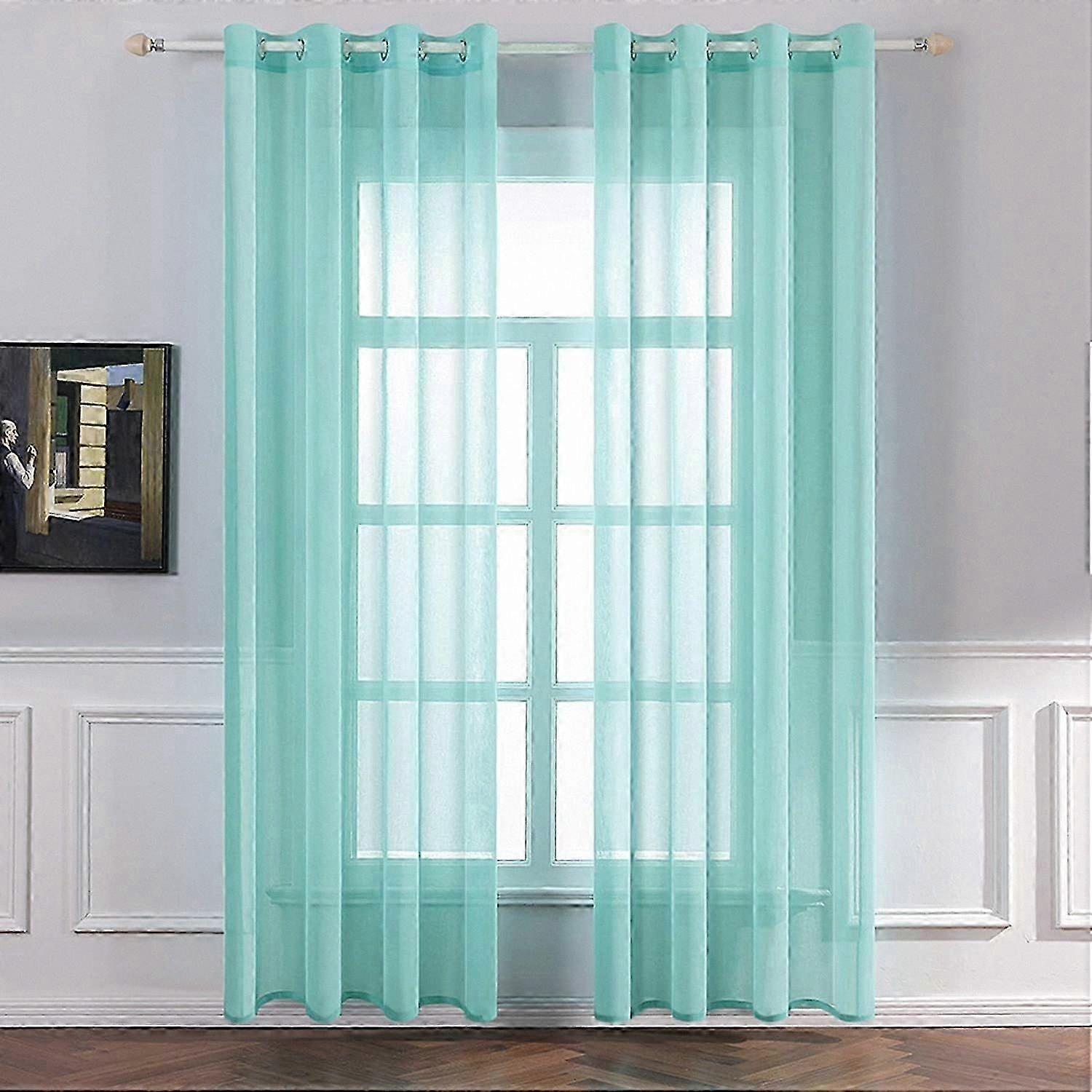 Turquoise Sheer Curtains with Grommet Top, 140x260 cm, Smooth and Elegant Lightweight Window Panels for Home Decor
