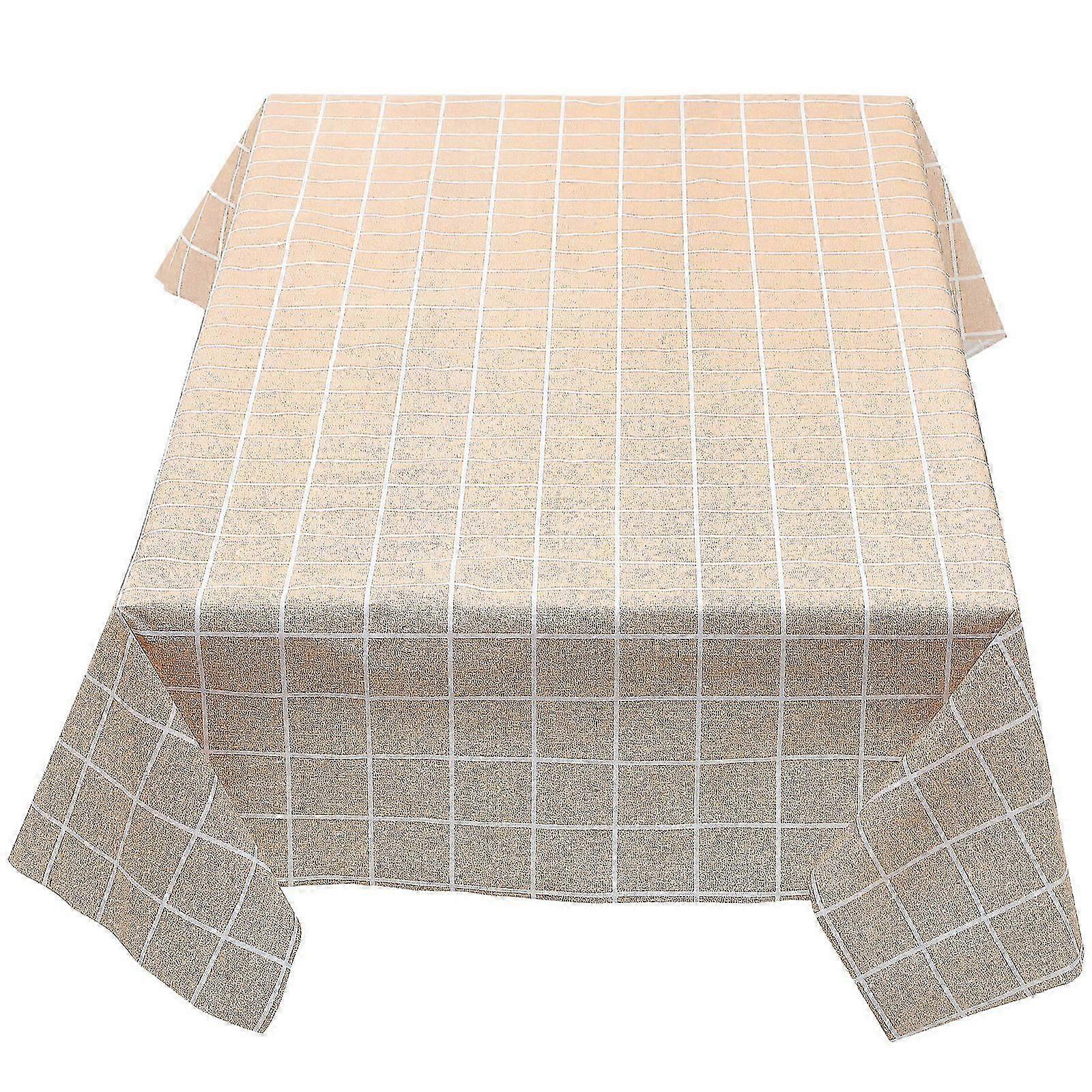 Oil Cloth Table Cover Rectangle Plaid Simple Style PEVA Material for Home Use Dinner Time 1Set