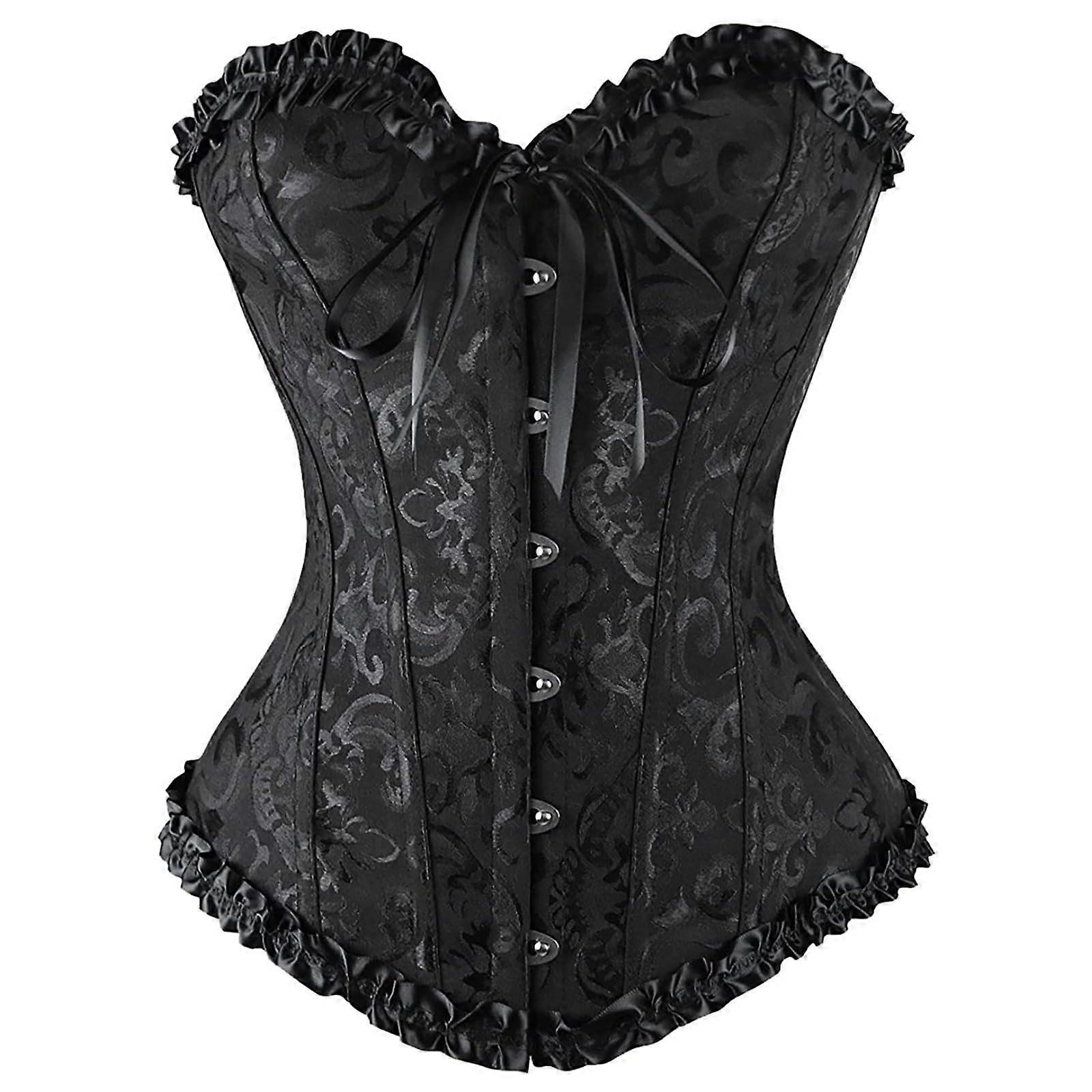 Korsett Damen Mittelalter Braun Shaper Korsett Vampir Vintage Halloween Kostüm XL Schwarz