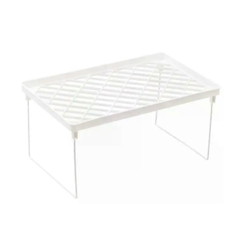 White Wire Desk Countertops Storage Handle ShelfStacking Shelf Cabinet Stackable Foldable Shelf Space Saving Standing Hanger