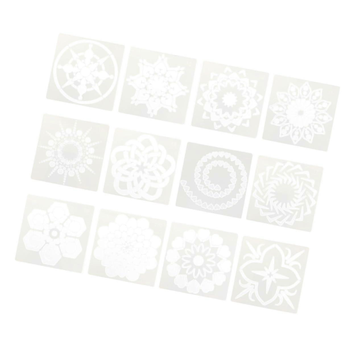 12Piece Mandala Stencil Set Reusable Painting Tools for DIY Projects, Arts and Crafts, and Decoration Versatile Patterns for Design