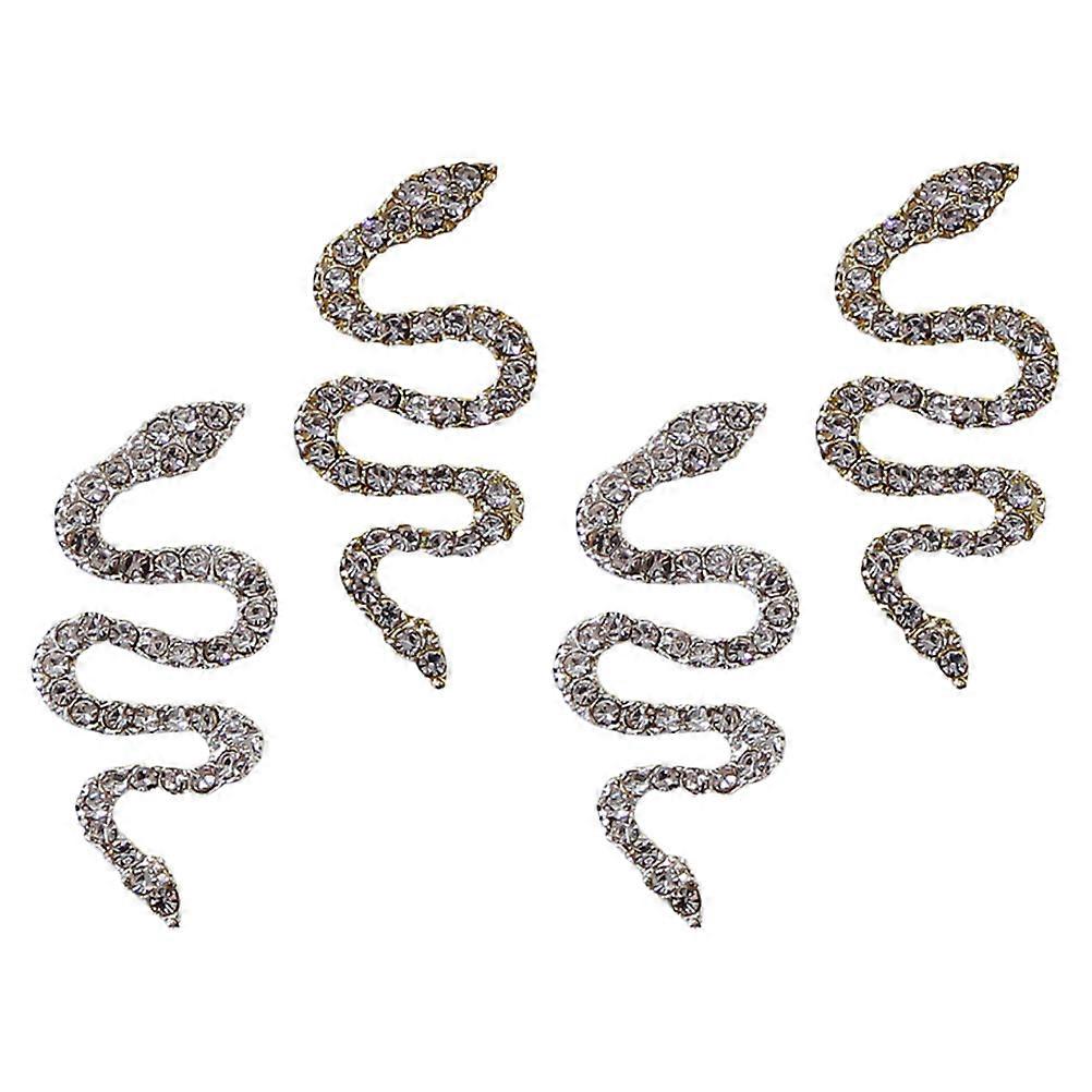 Nail DIY Decor Accessory 4Pcs Snake Charm Rhinestone Manicure Tool For Home Use