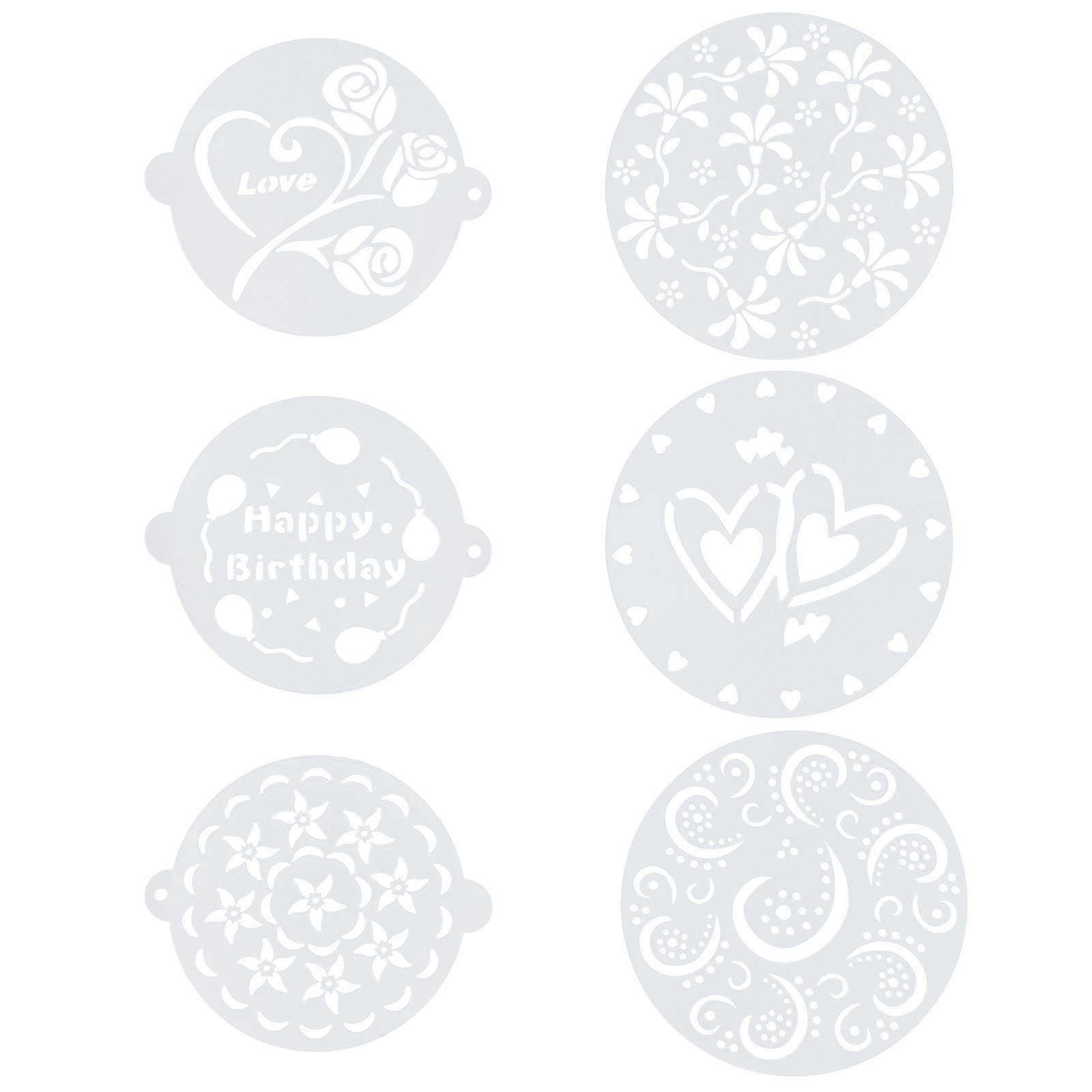 Plastic Cake Stencils 6Pcs Designed For Professional Bakers Baking Featuring Coffee Drawing Mold