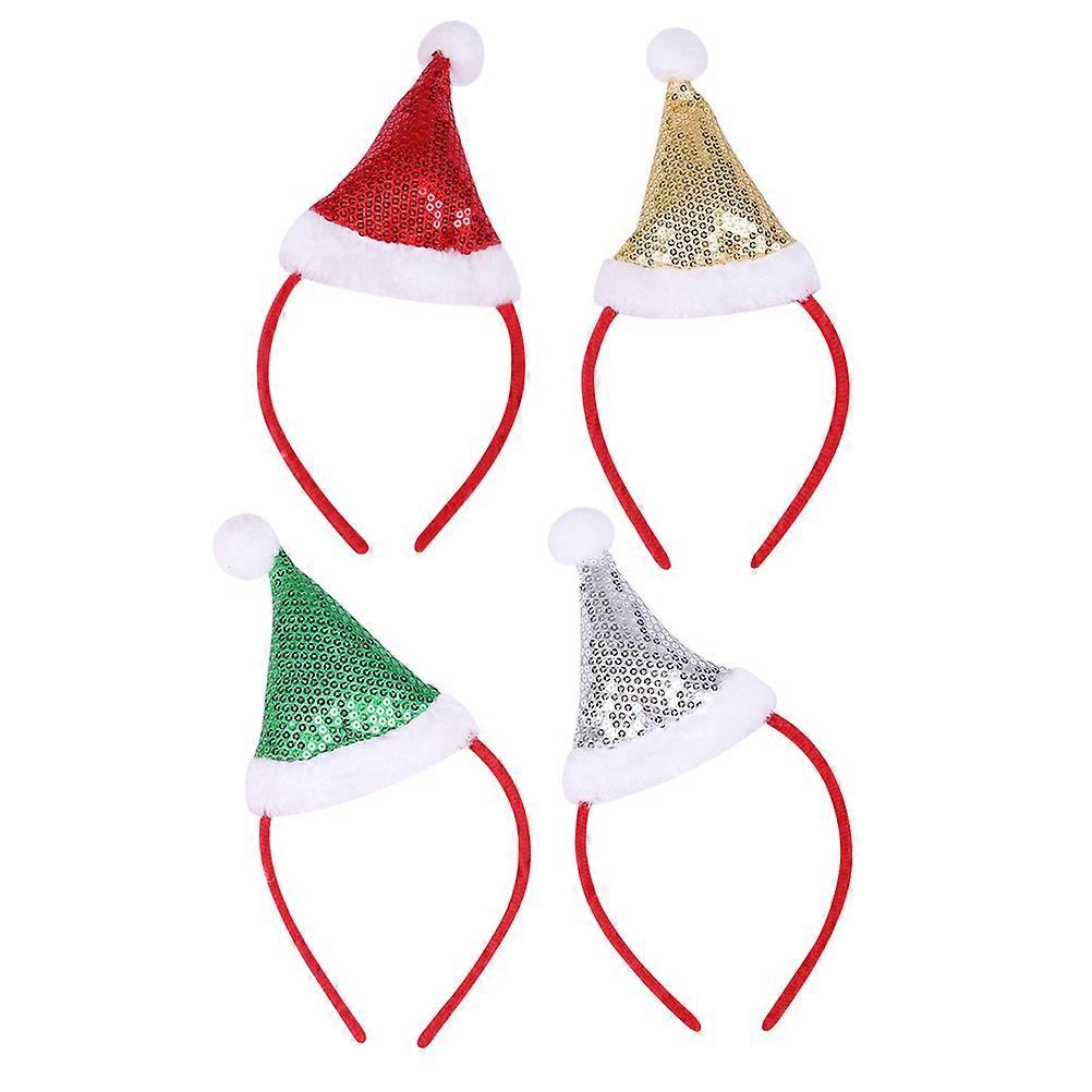 Miniature Holiday Hats Headbands 4Pcs Adorable Christmas Design Hair Hoops Designed For Holiday Celebrations Assorted Color Circular Party Favors