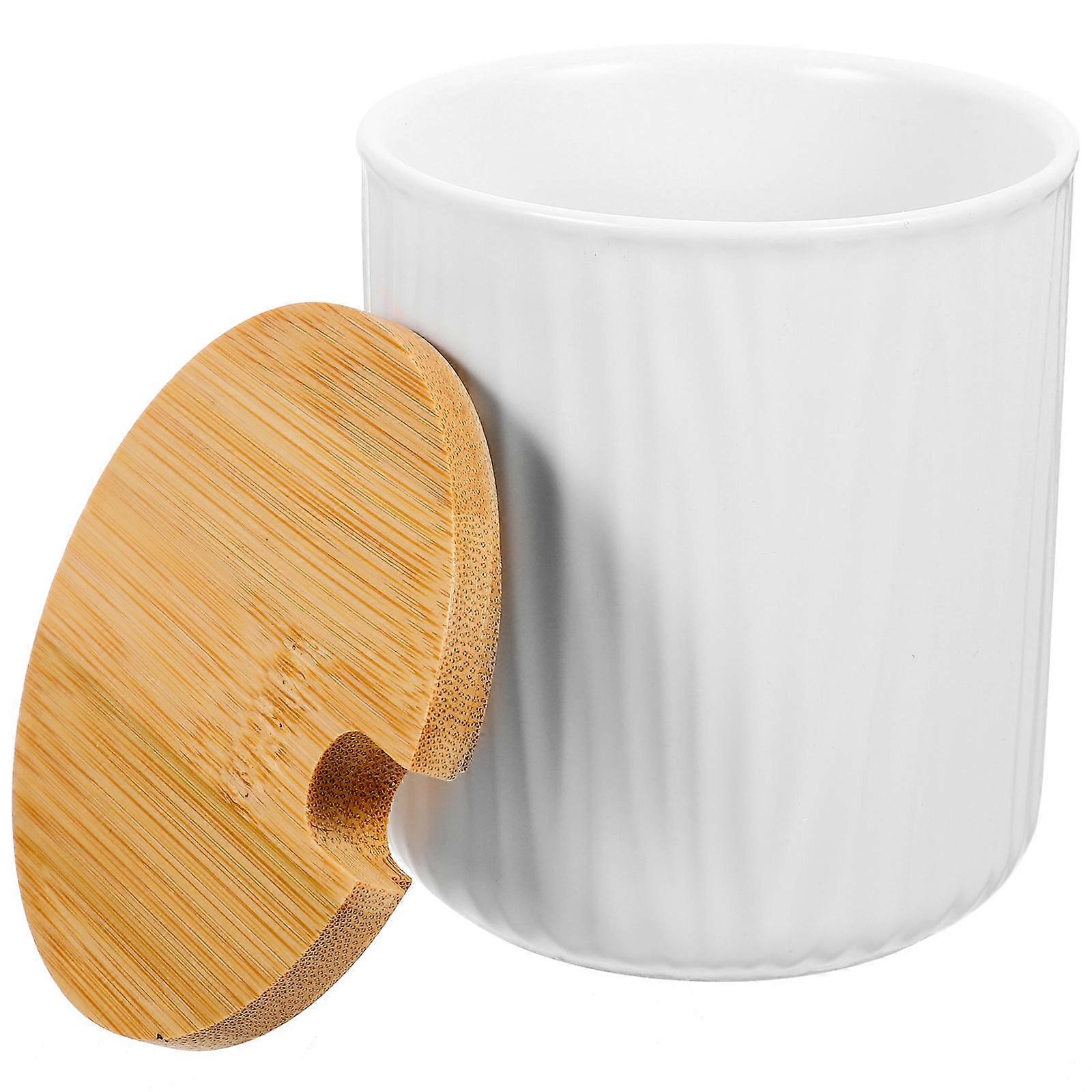Sugar Jar with Lid White Ceramic Dust-Proof Lid Spice Container for Storage Use