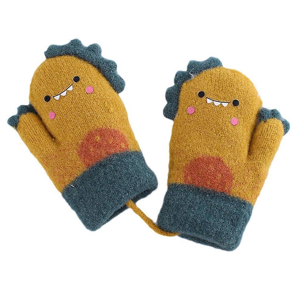 Thick Children Winter Mittens For Kids Dinosaur Shape Full Finger Cover Designed For Warmth Retention 1 Pair