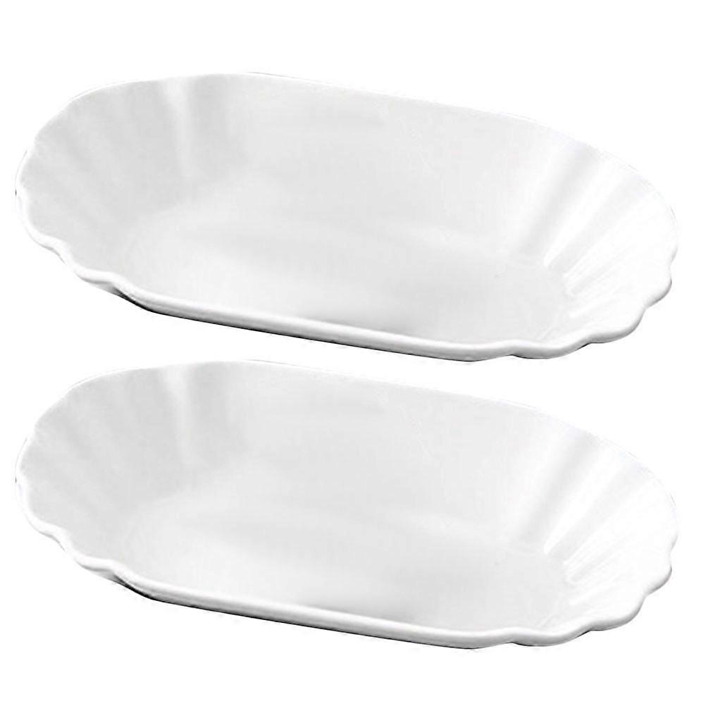 Ceramic Appetizer Plates 2Pack Serving Dishes White Rectangular Perfect For Storing Seasonings During Home Use And Gatherings