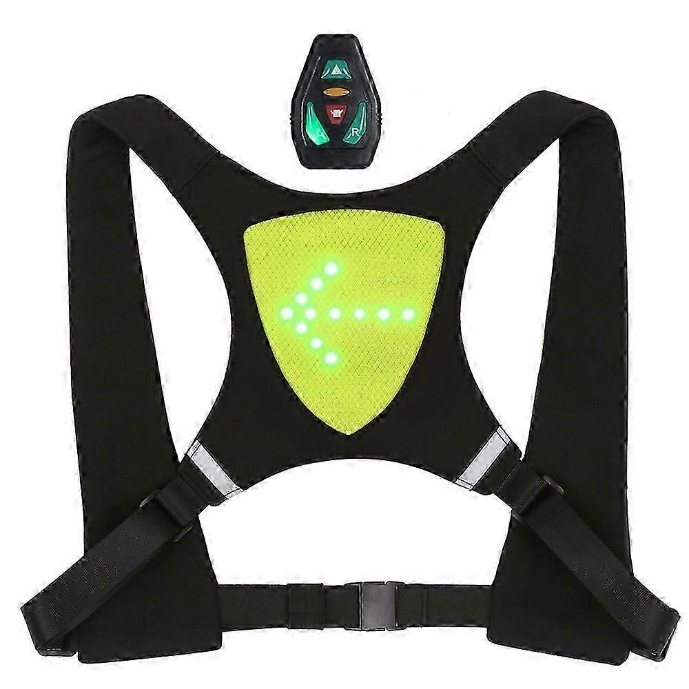 USB Rechargeable Reflective Vest Backpack with LED Turn Signal Light Remote Control Outdoor Sport Safety Bag Gear for Cycle Running Walking JoggingYMQ