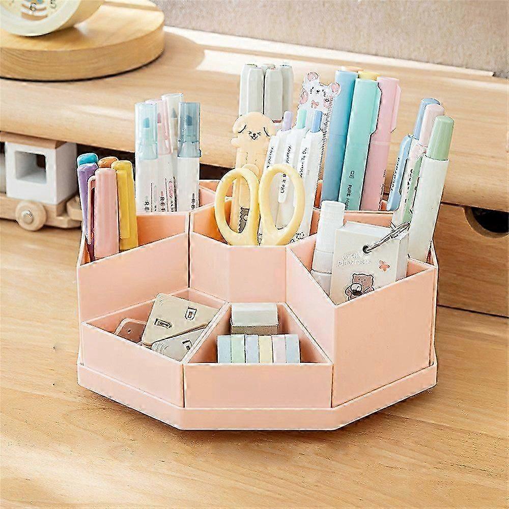 Rotating pen stand with 9 compartments and removable slots for flexible storage solutions
